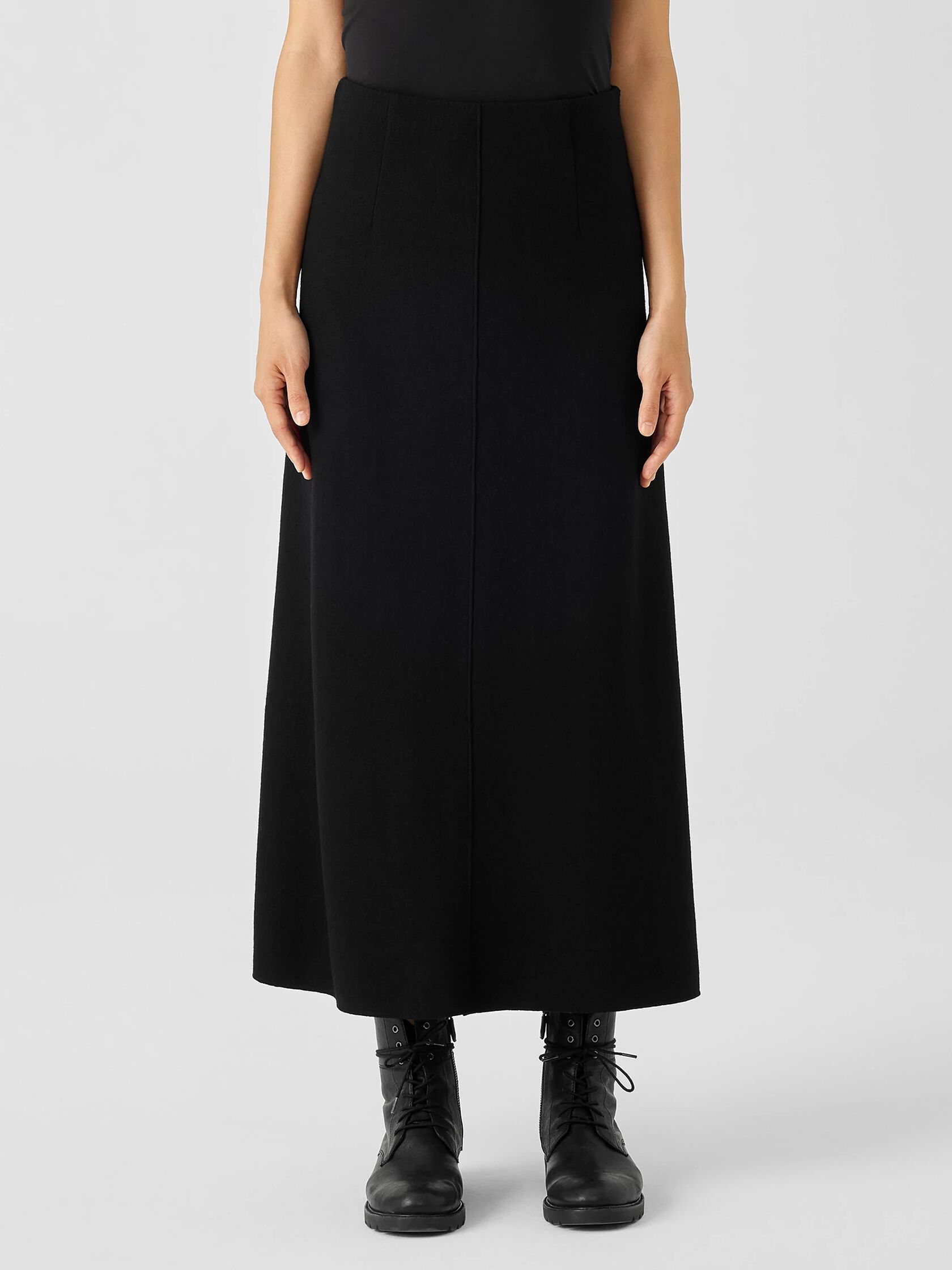 Boiled Wool Jersey A-Line Skirt