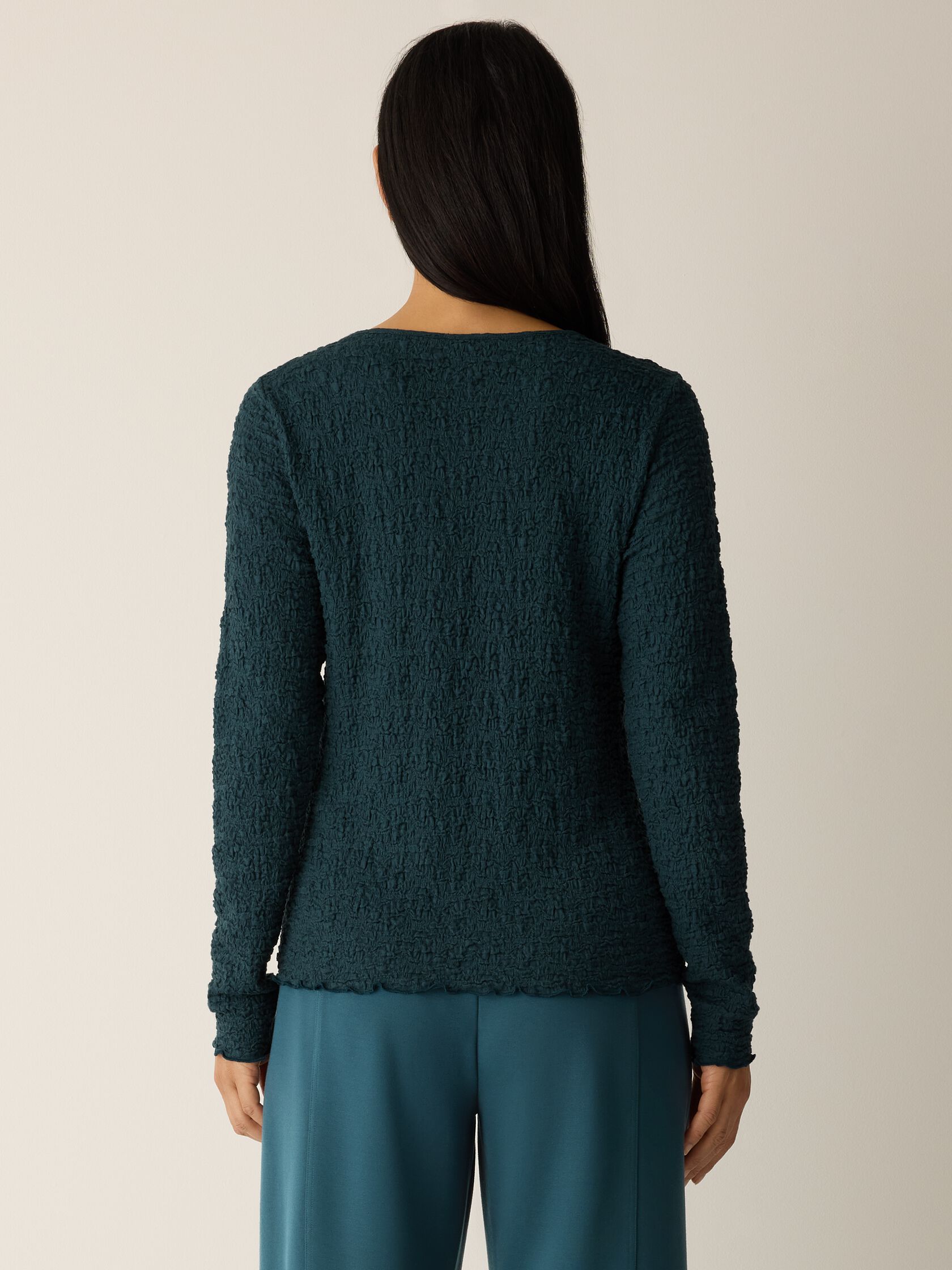 Bubble Jacquard Round Neck Top