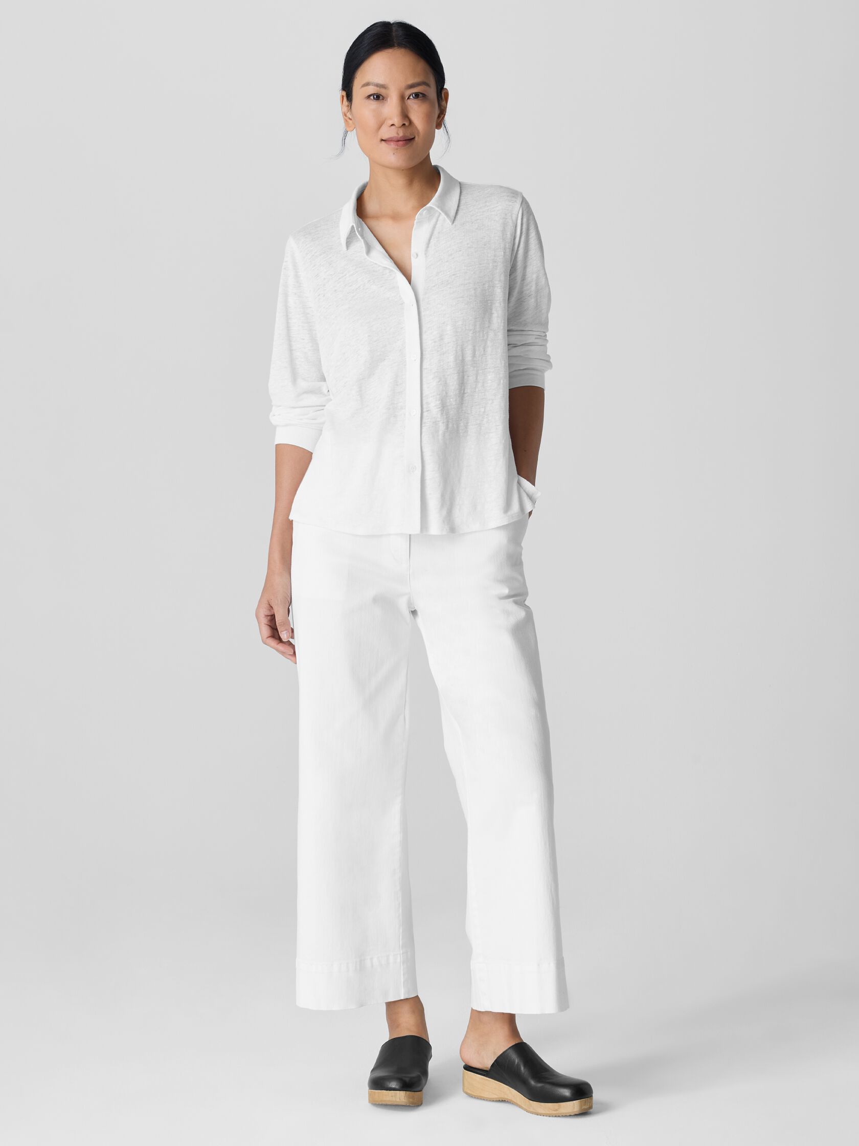 Organic Linen Jersey Classic Collar Shirt