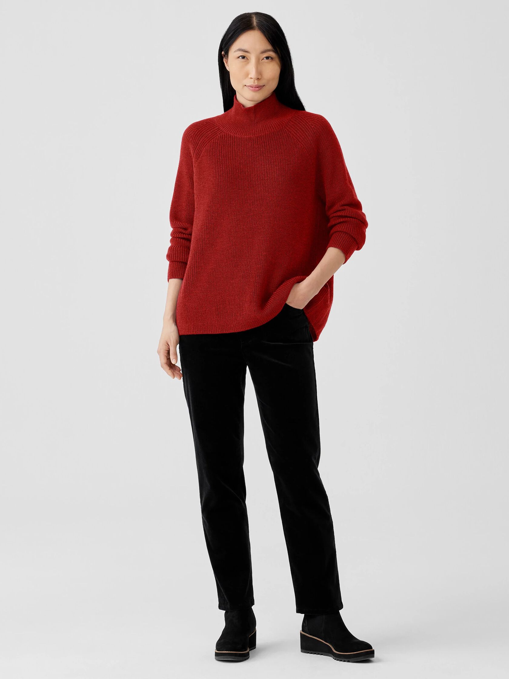 Merino Turtleneck Top in Regenerative Wool