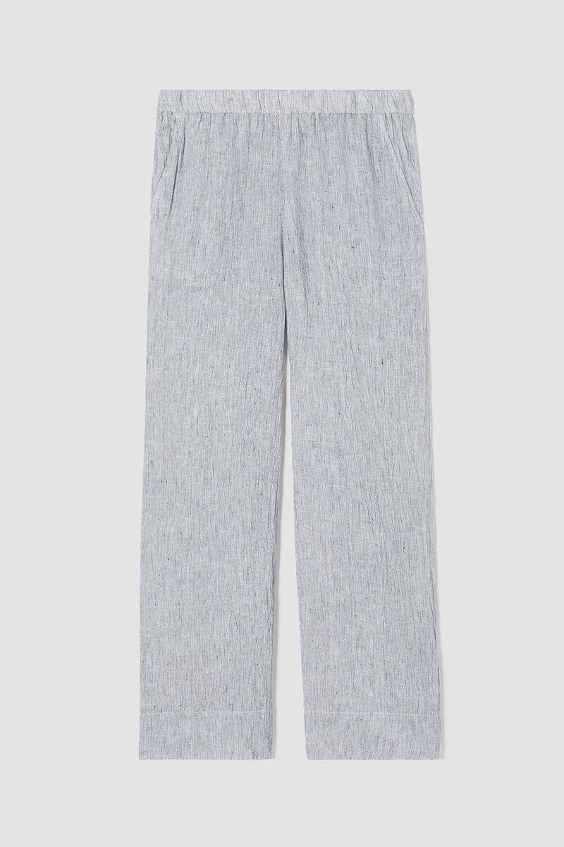 Striped Organic Linen Crinkle Wide-Leg Pant Striped Organic Linen Crinkle Wide-Leg Pant