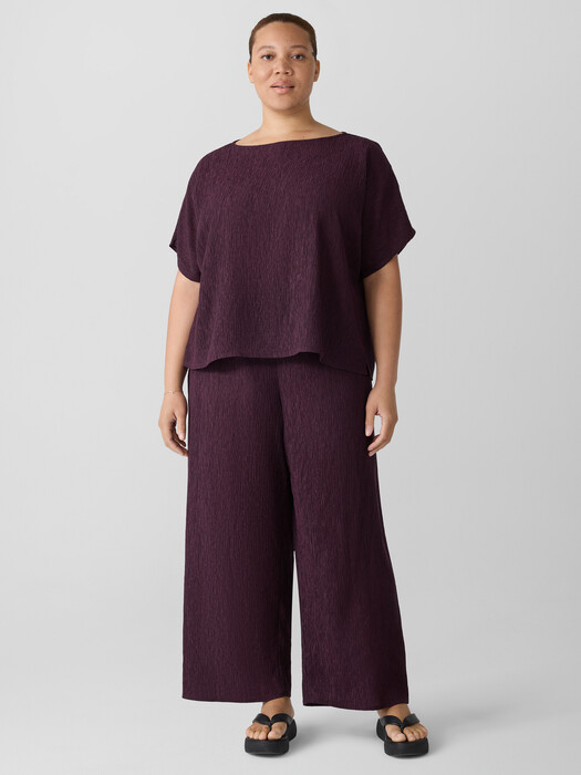 Woven Plissé Dolman Sleeve Top