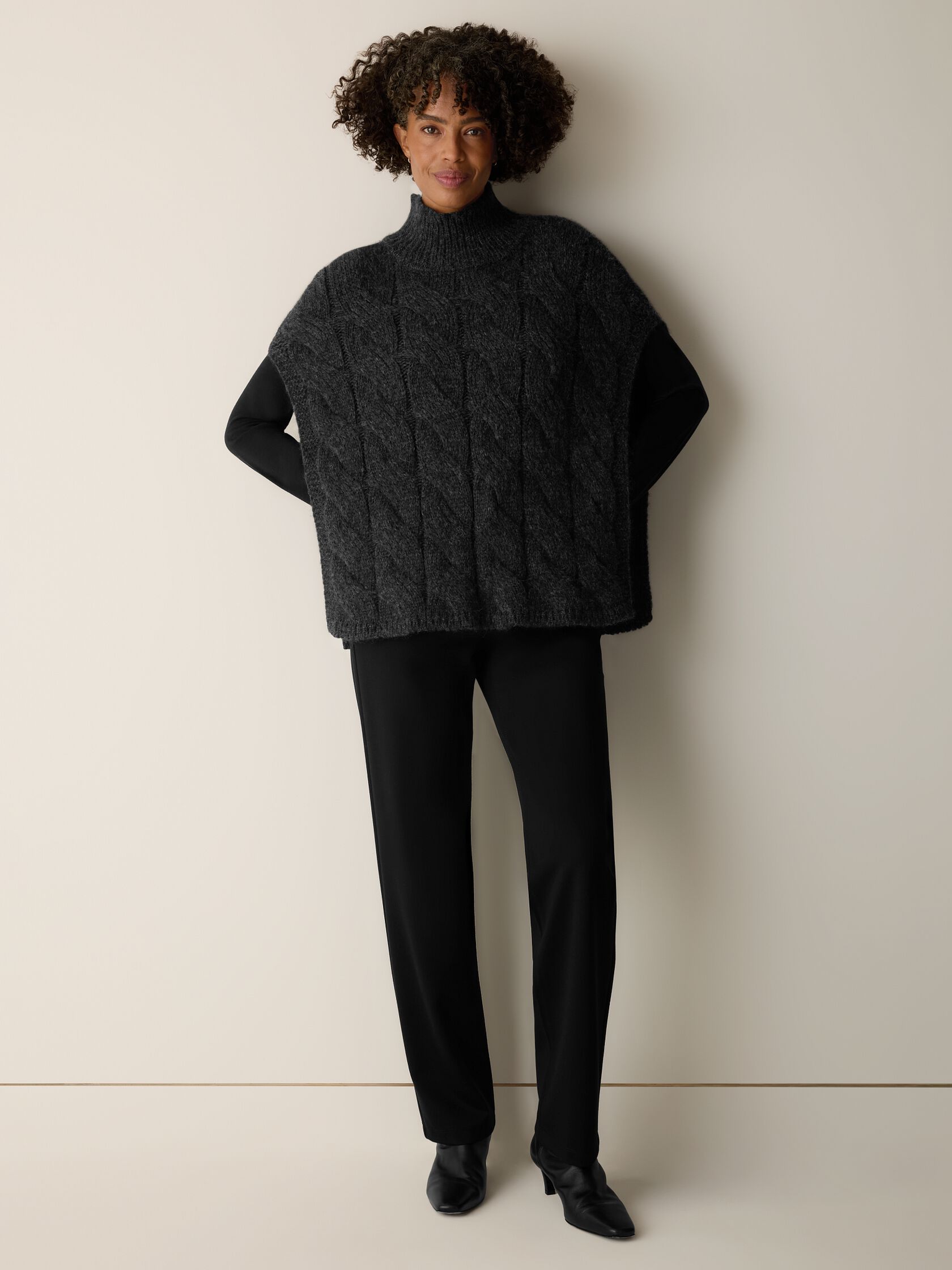 Alpaca Blend Turtleneck Poncho