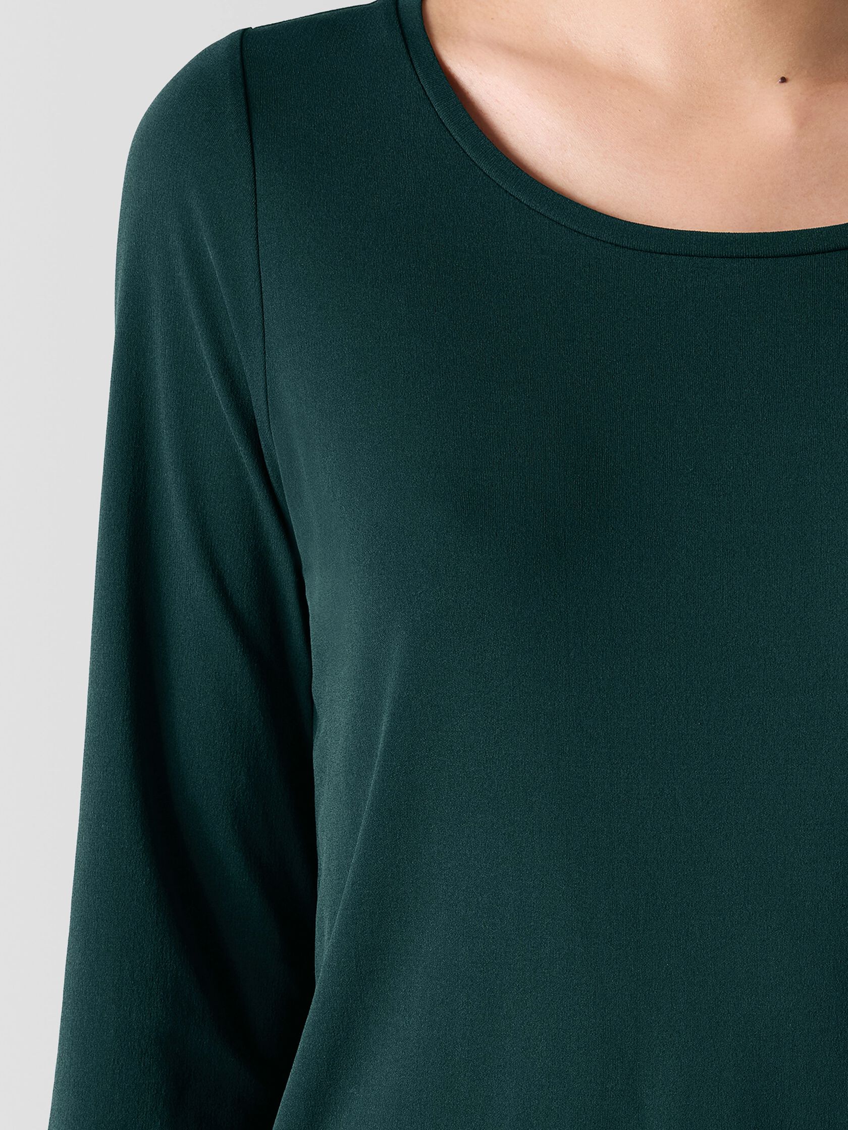 Stretch Silk Jersey Scoop Neck Top