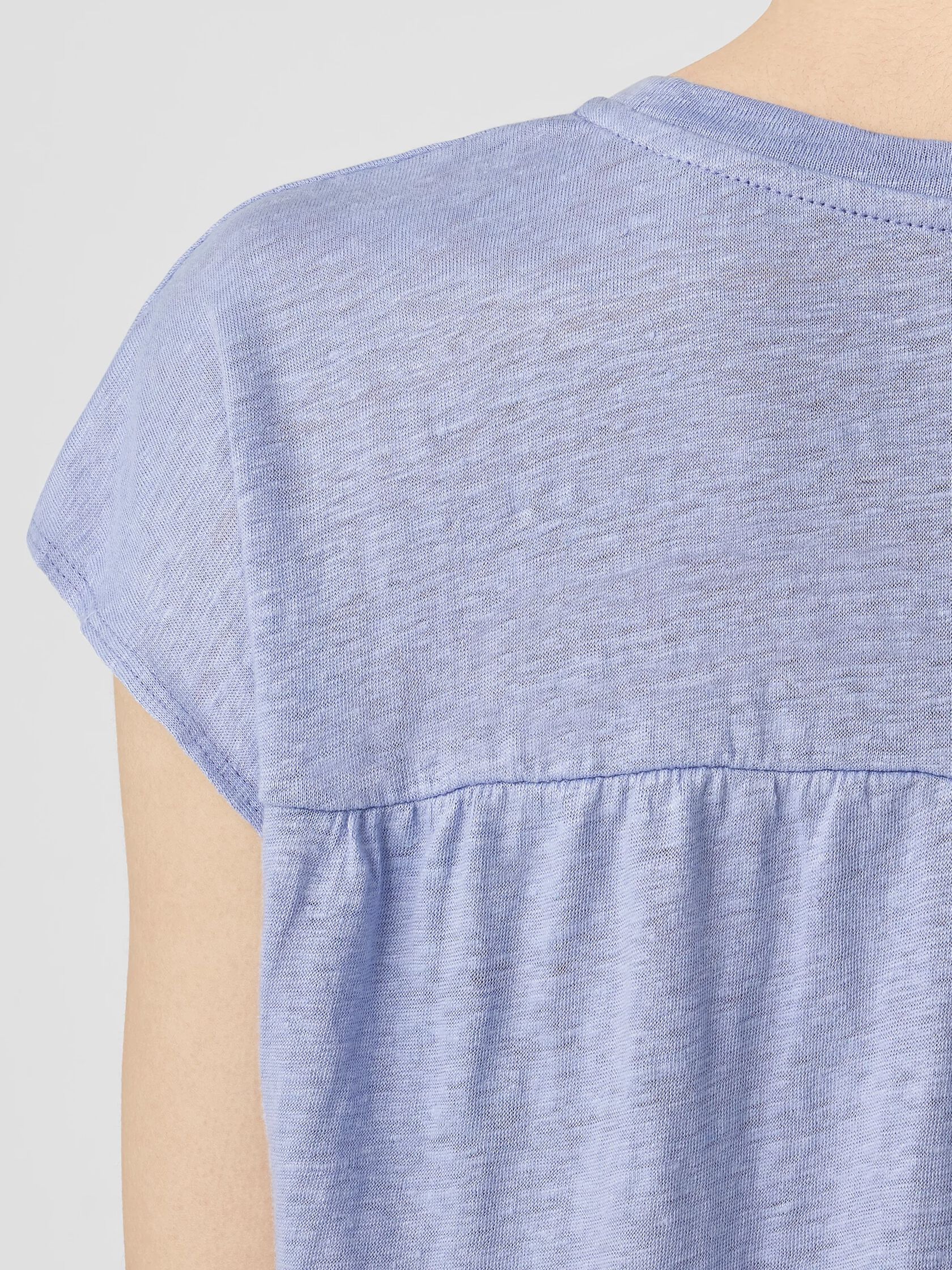 Organic Linen Jersey Shirred-Back Top