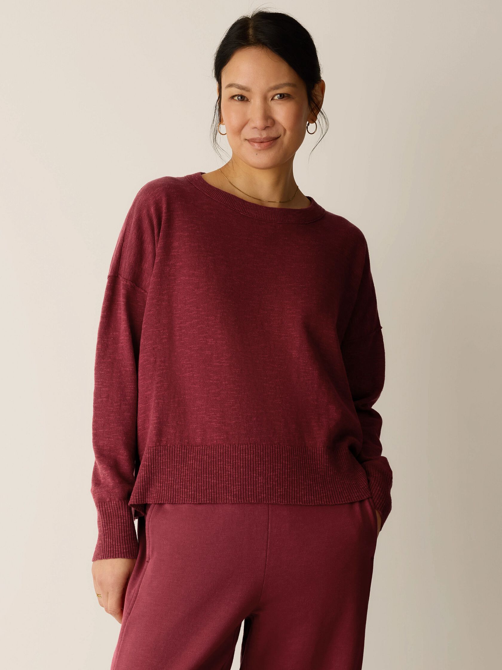 Organic Linen Cotton Slub Crew Neck Top