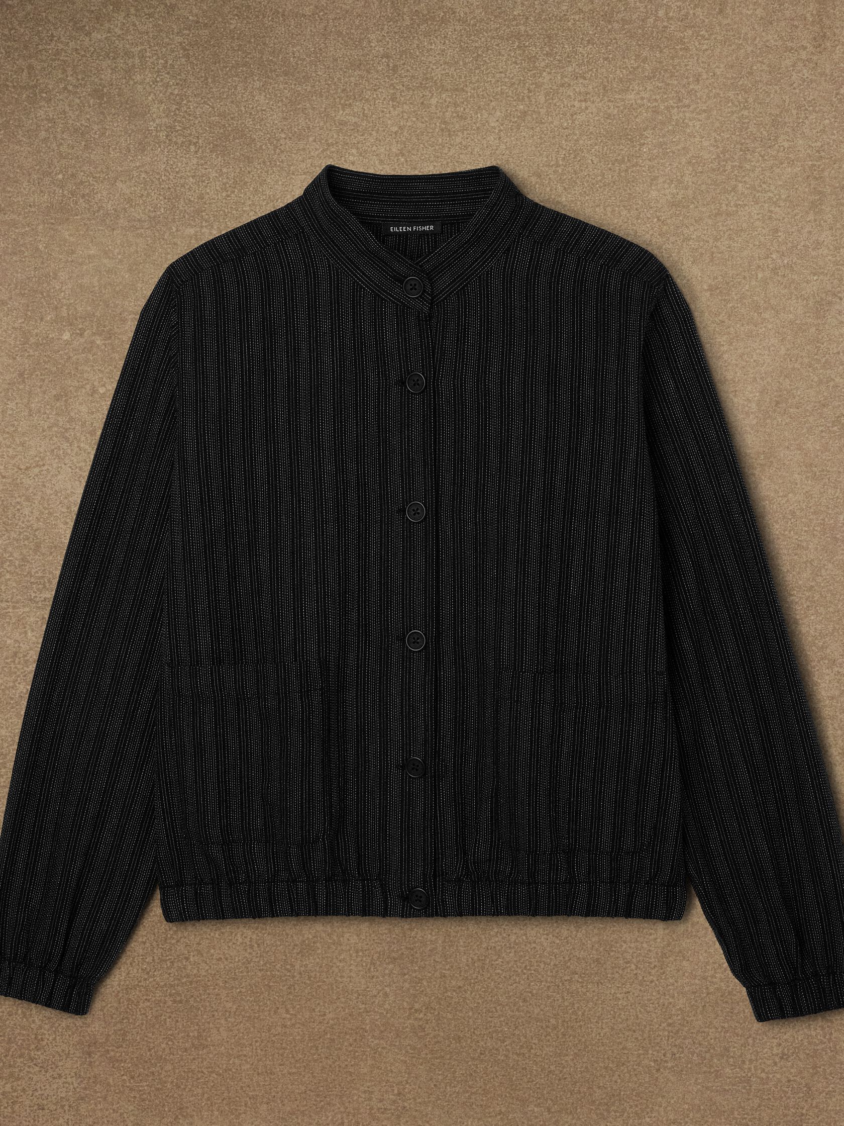 Cotton Blend Stripe Stitch Flight Jacket