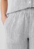 Crinkled Organic Linen Stripe Wide-Leg Pant