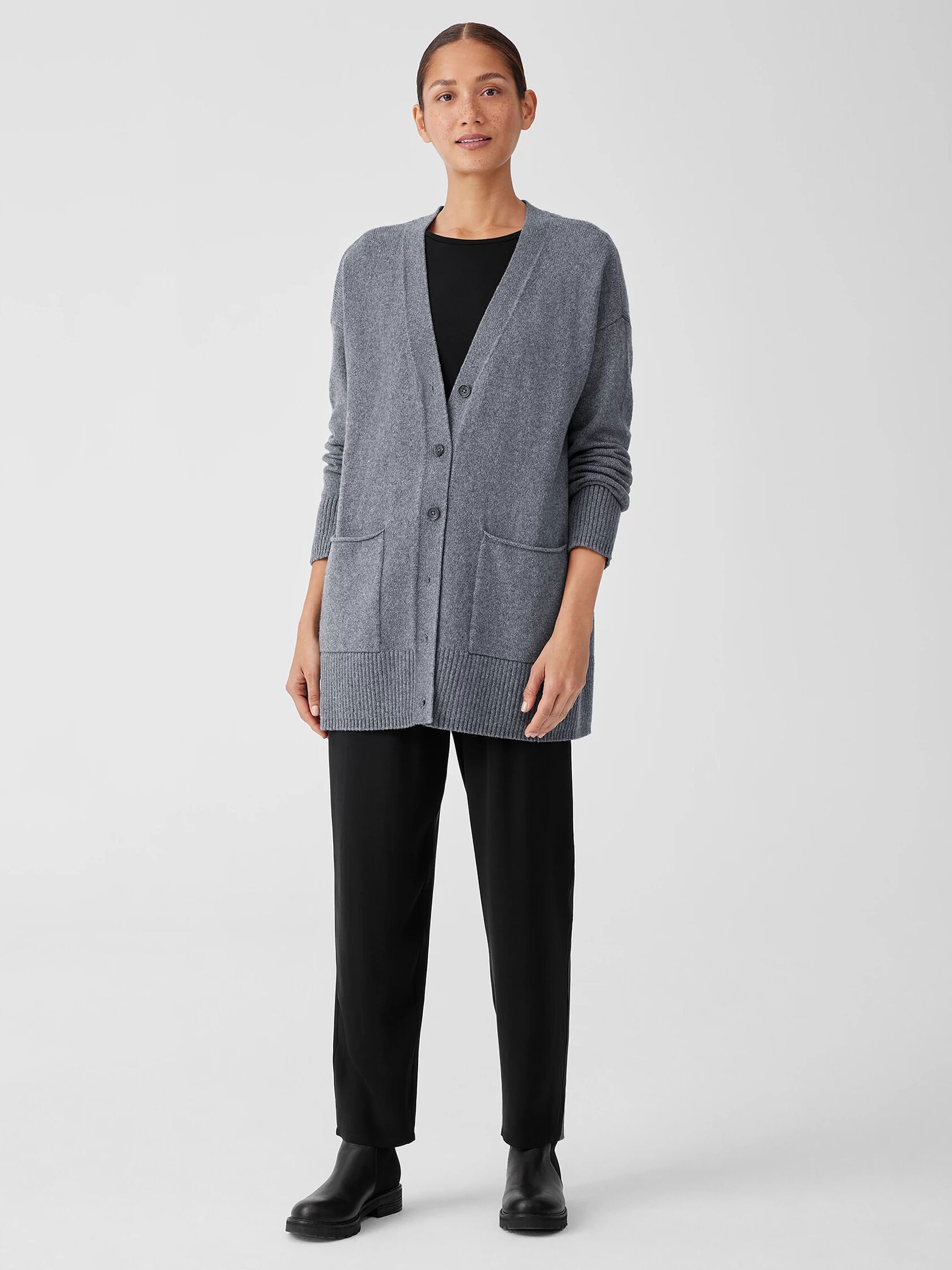 Cotton and Recycled Cashmere V-Neck Cardigan