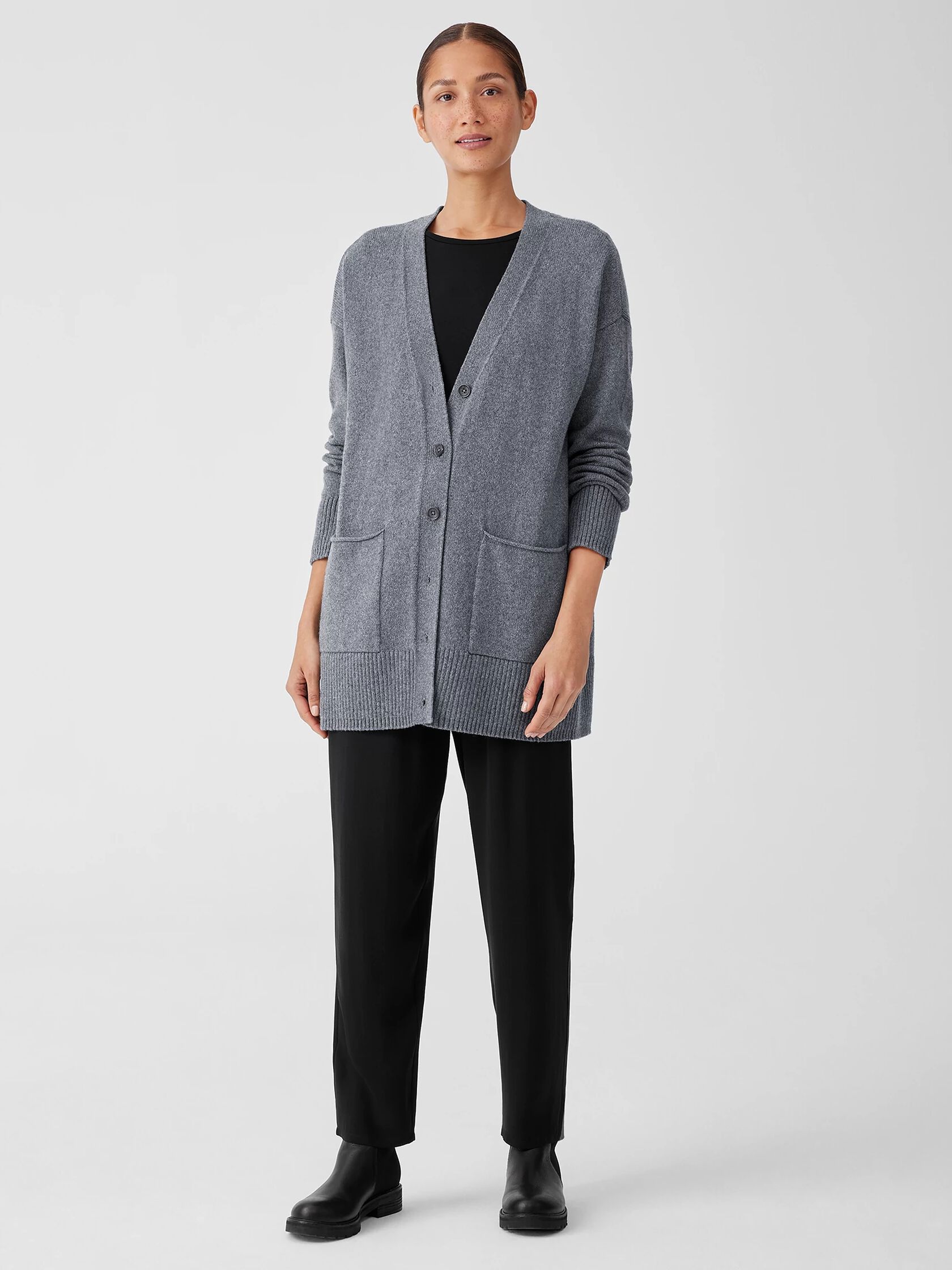 Cotton and Recycled Cashmere V-Neck Cardigan