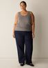 M&eacute;lange Sheer Cotton Blend Knit Scoop Neck Tank
