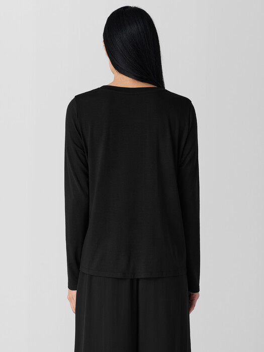 Fine Stretch Jersey Knit Asymmetrical Top