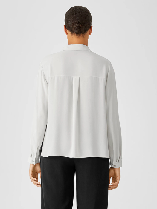 Silk Georgette Crepe Classic Collar Shirt | EILEEN FISHER