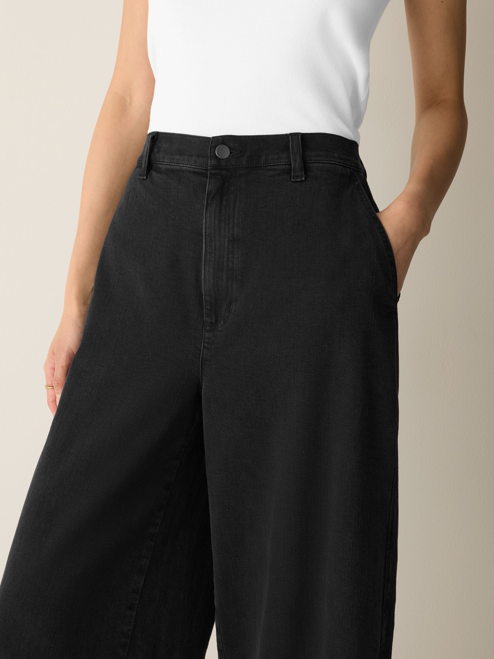 Cotton Stretch Denim Roomy Wide Trouser