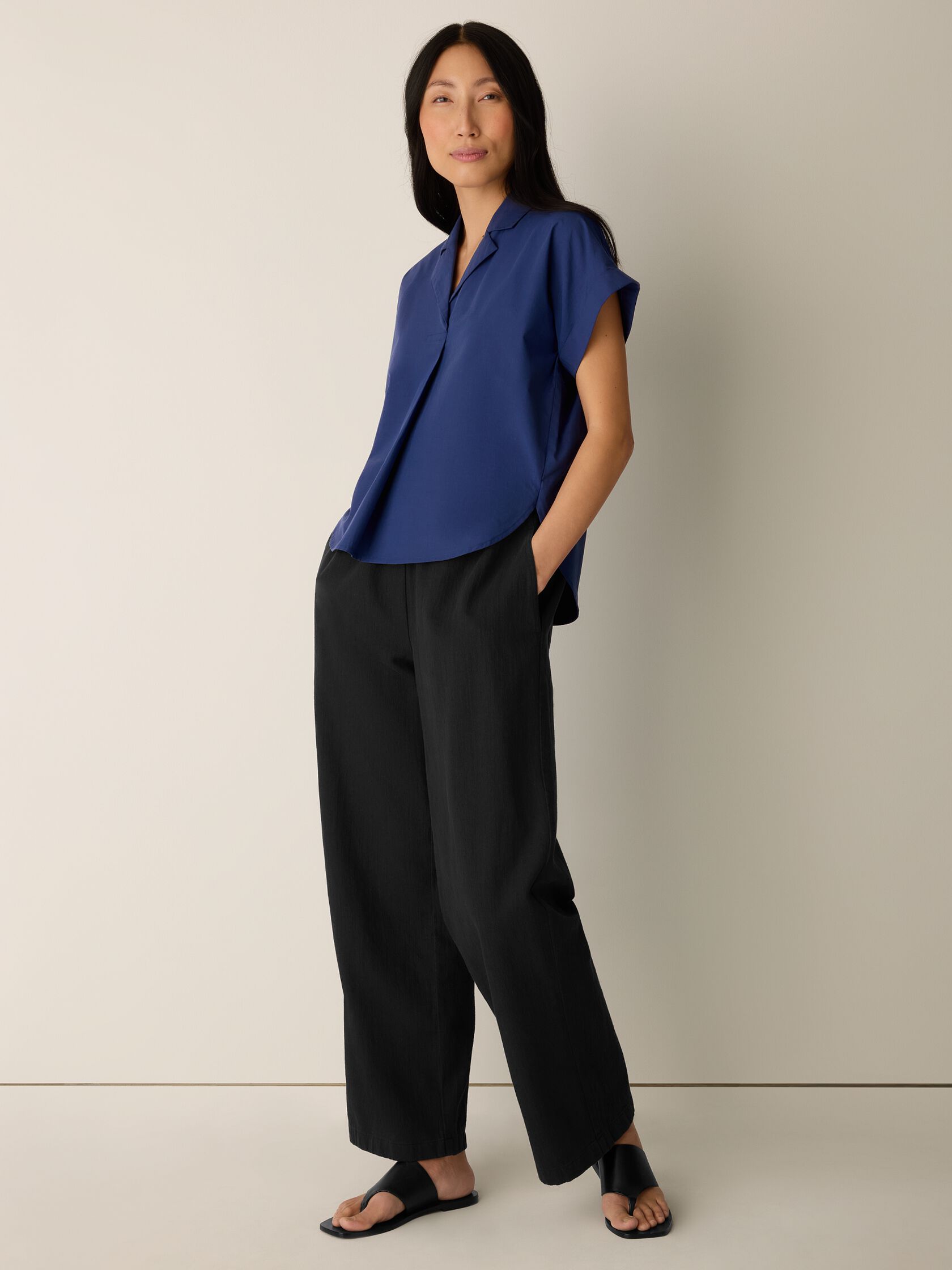 Organic Cotton Poplin Notch Collar Shirt