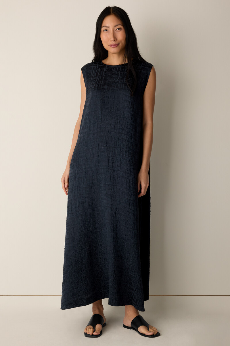 eileen fisher silk noil dress Eileen Fisher Women's Petite Small Red 100% Silk Noil A-Line Textured Dress