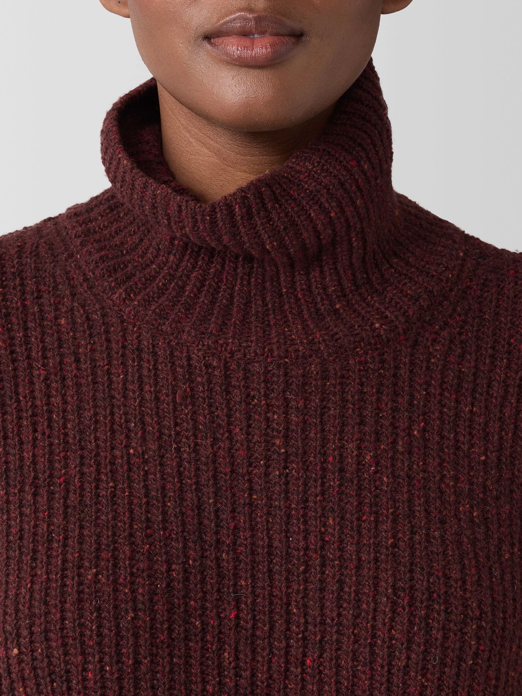 Recycled Cashmere Tweed Turtleneck Top
