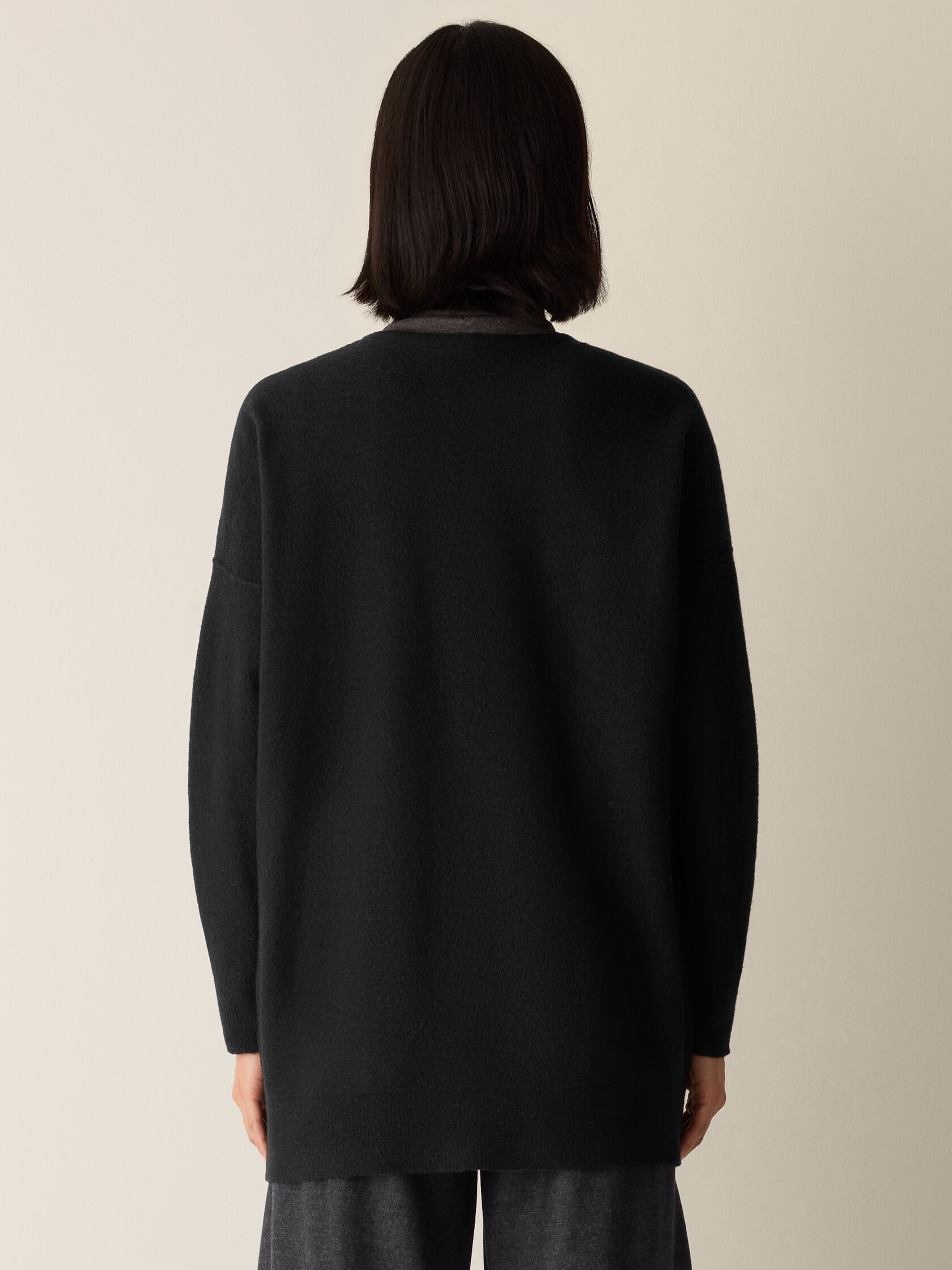 Fine Felted Wool Long Cardigan in Regenerative Wool