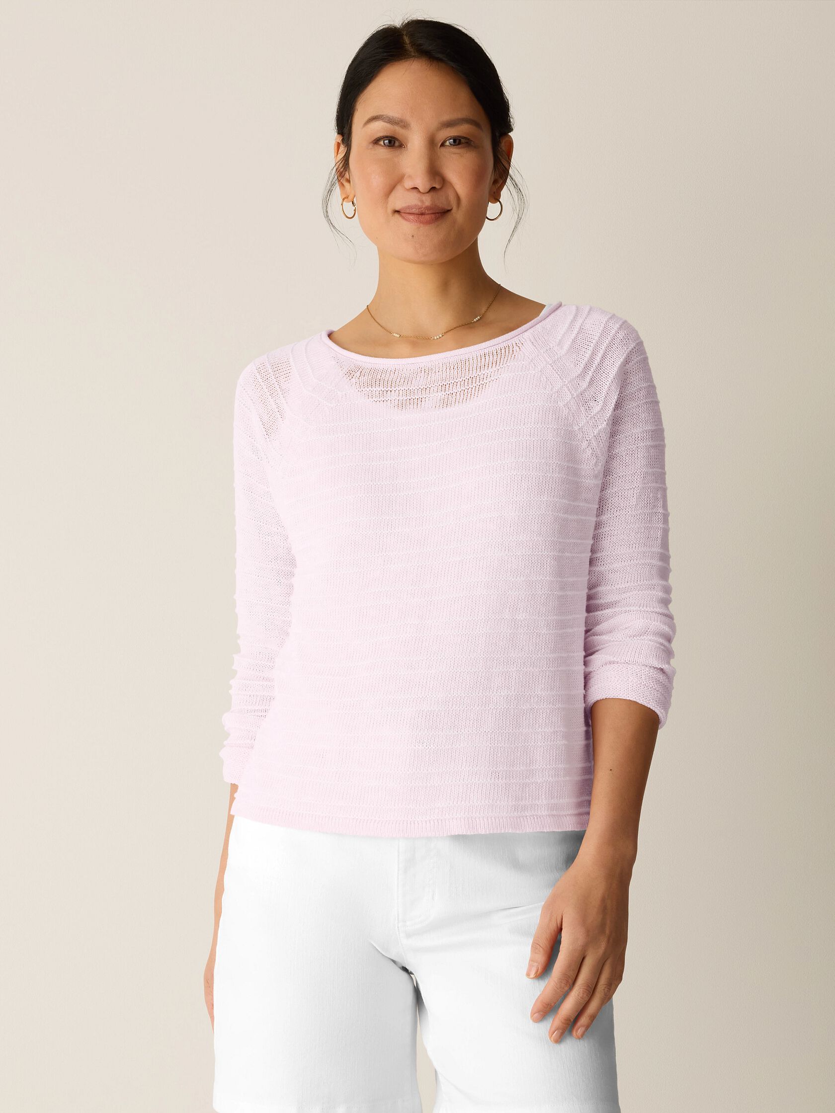 Organic Linen Cotton Slub Bateau Neck Top