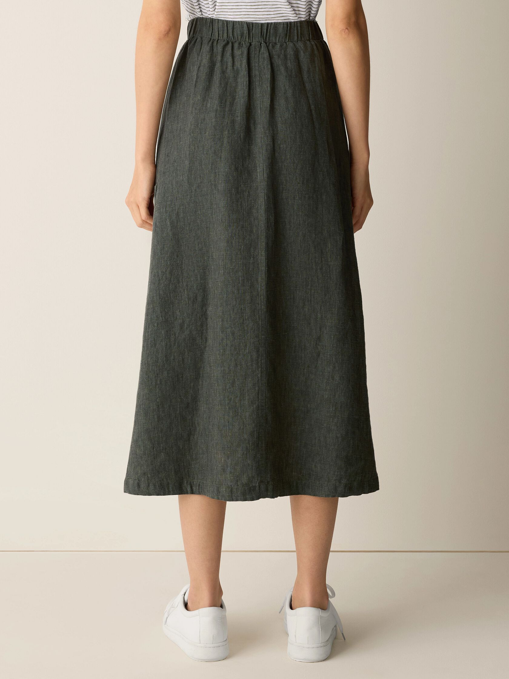 Washed Organic Linen D&eacute;lav&eacute; Cargo Skirt