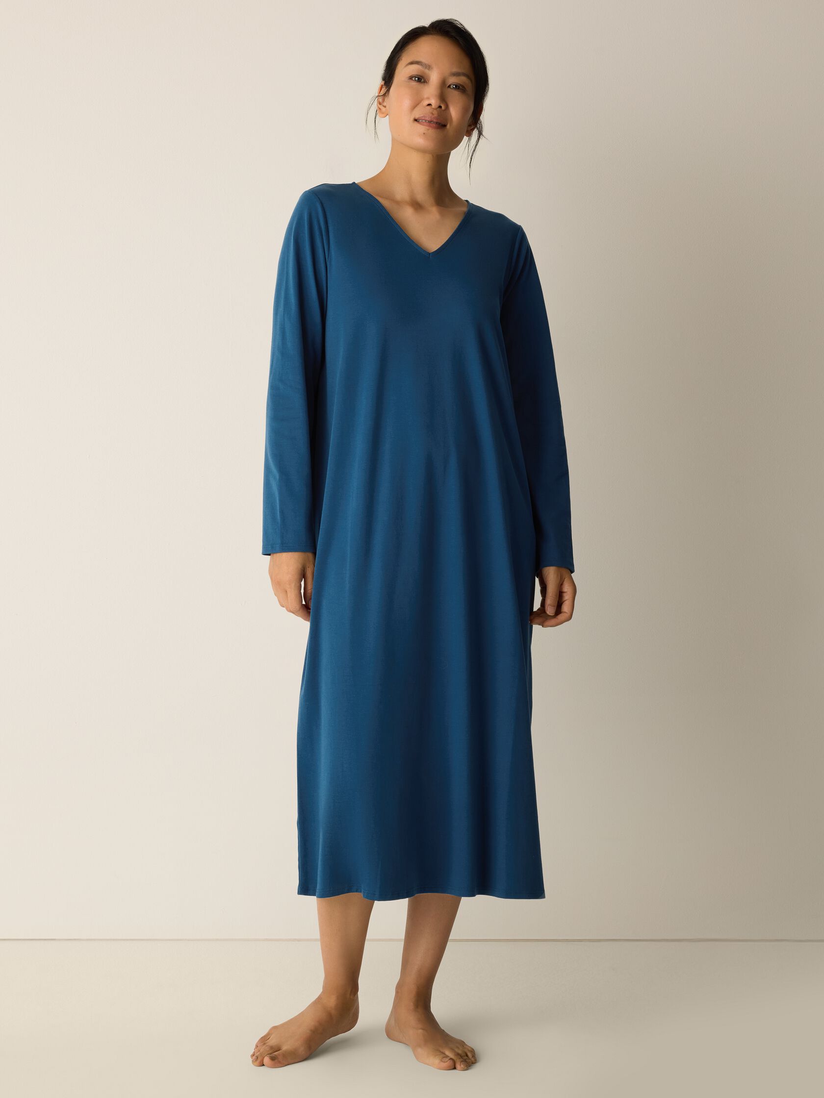 Organic Cotton Interlock V-Neck Sleep Dress
