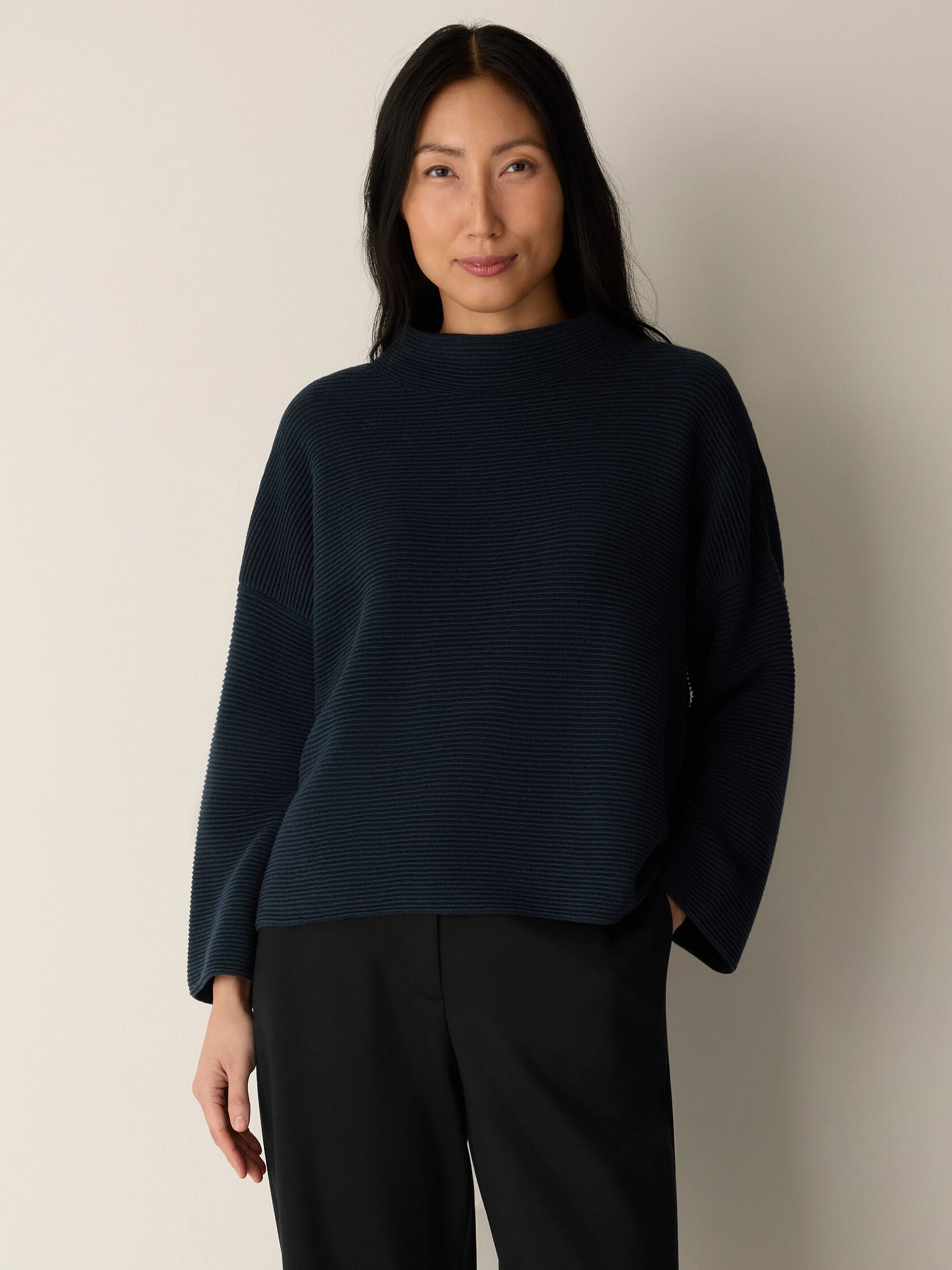 Peruvian Cotton Blend Funnel Neck Top
