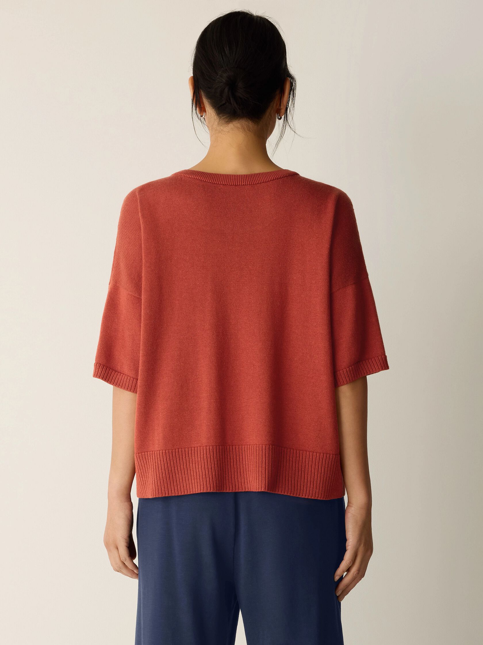 Peruvian Cotton Blend Elbow-Sleeve Top