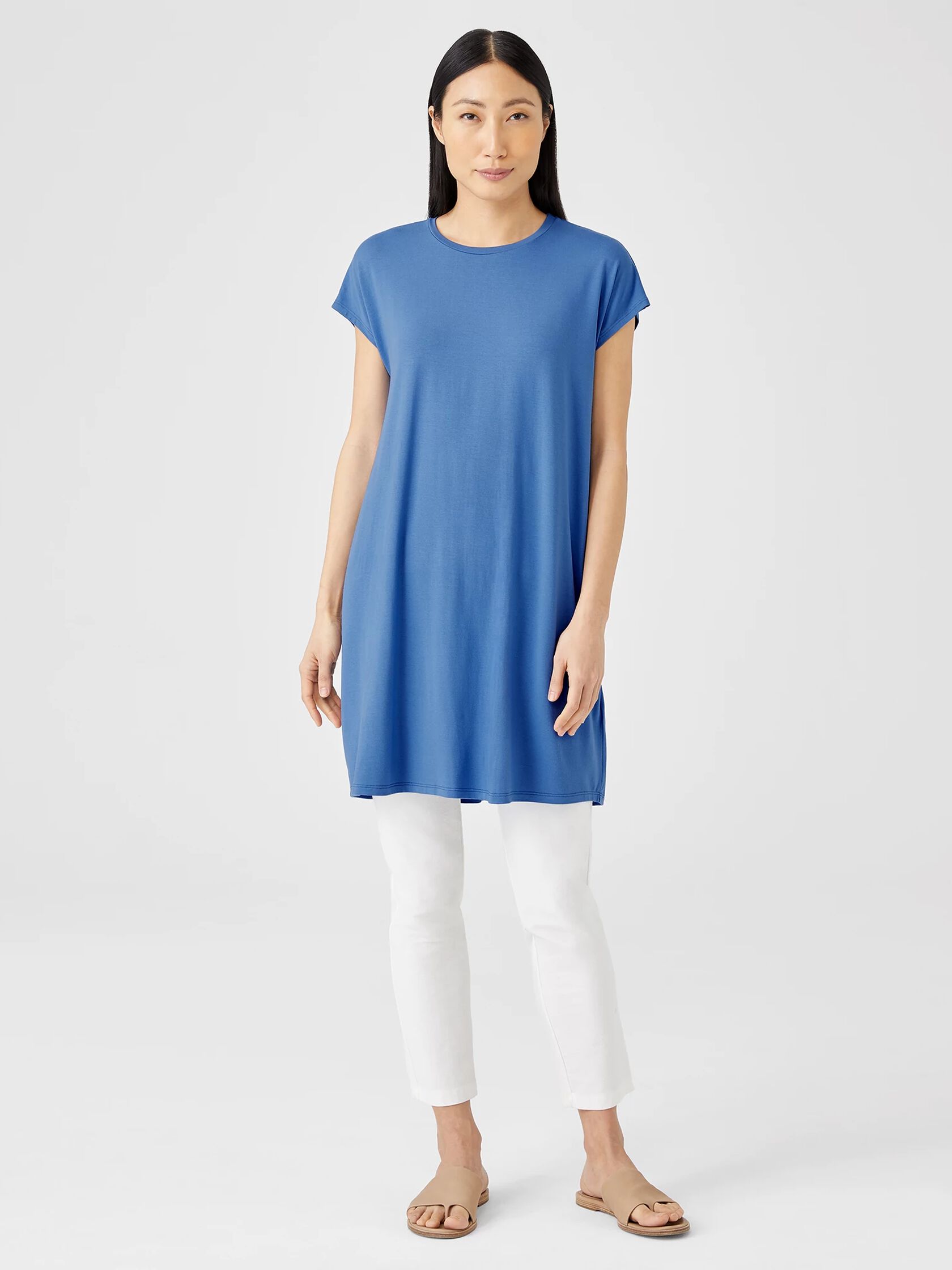 Fine Jersey Cap-Sleeve Dress