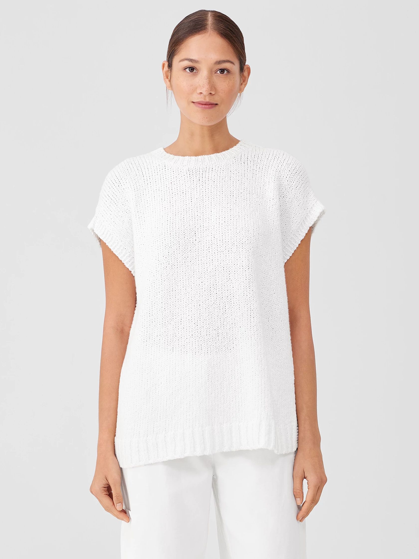 Peruvian Organic Cotton Crimp Crew Neck Top