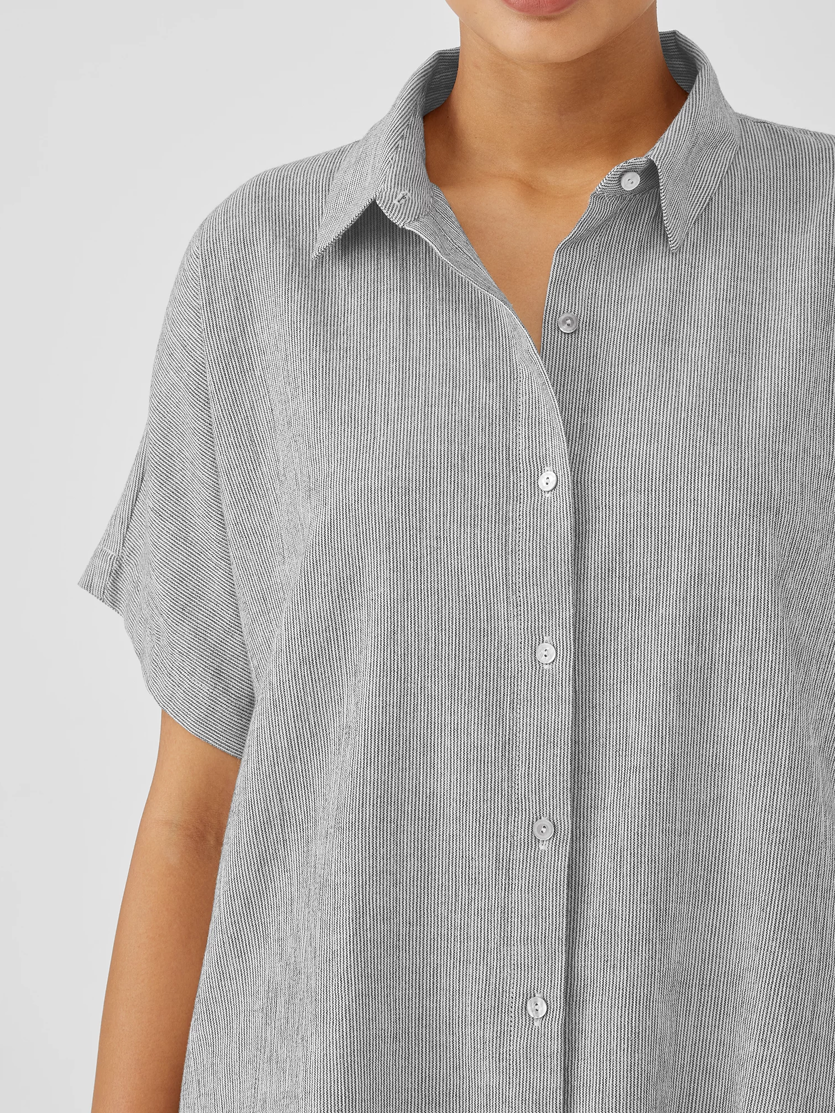 Organic Cotton Linen Ticking Stripe Shirt
