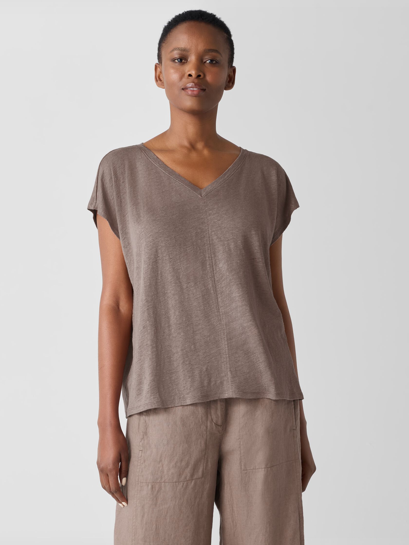 Organic Linen Jersey V-Neck Tee