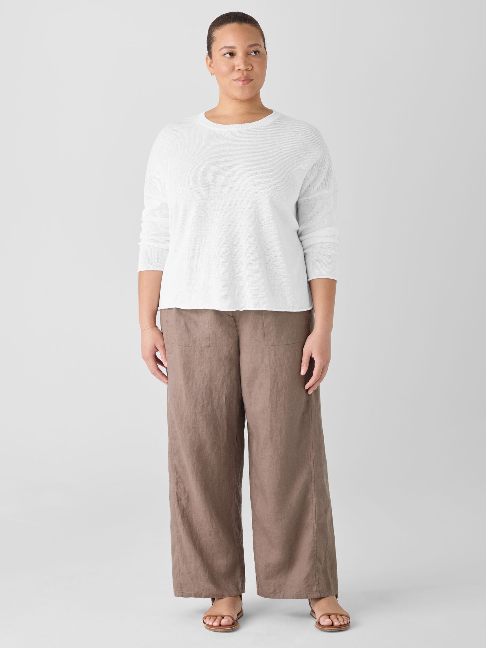Organic Linen Cotton Cord Crew Neck Top