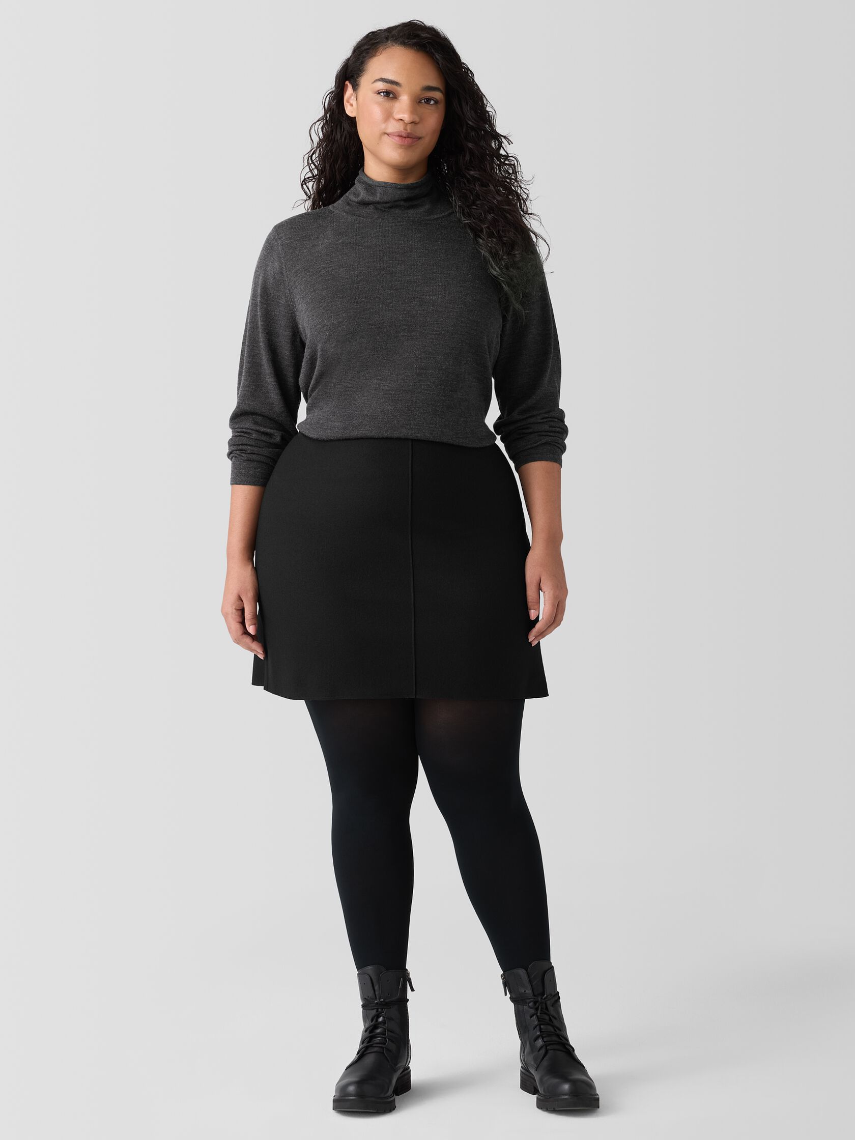 Felted Wool Jersey Mini Skirt in Regenerative Wool