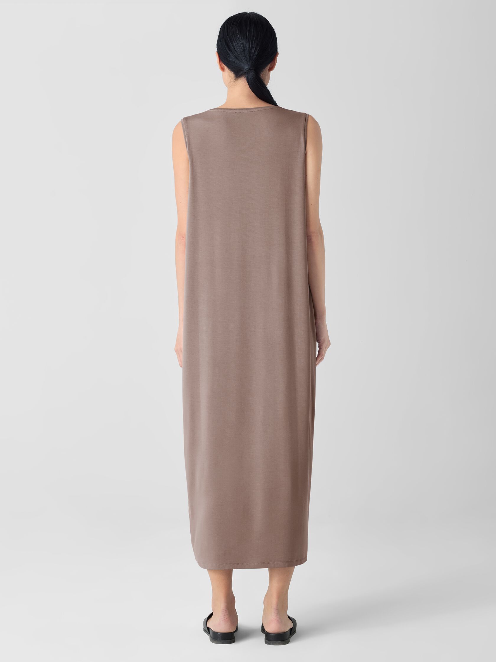 Stretch Jersey Knit Round Neck Dress