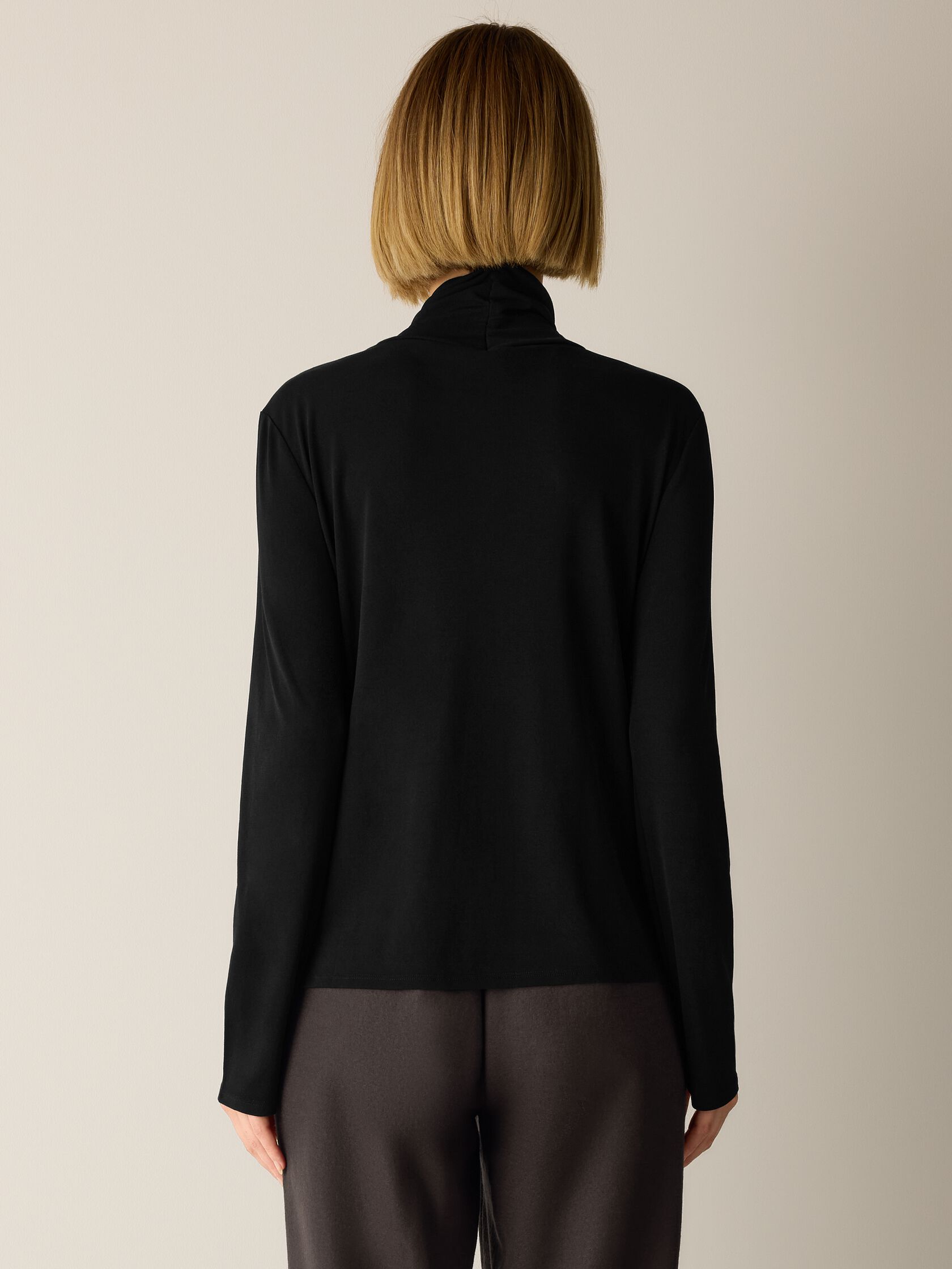 Stretch Silk Jersey Turtleneck Top