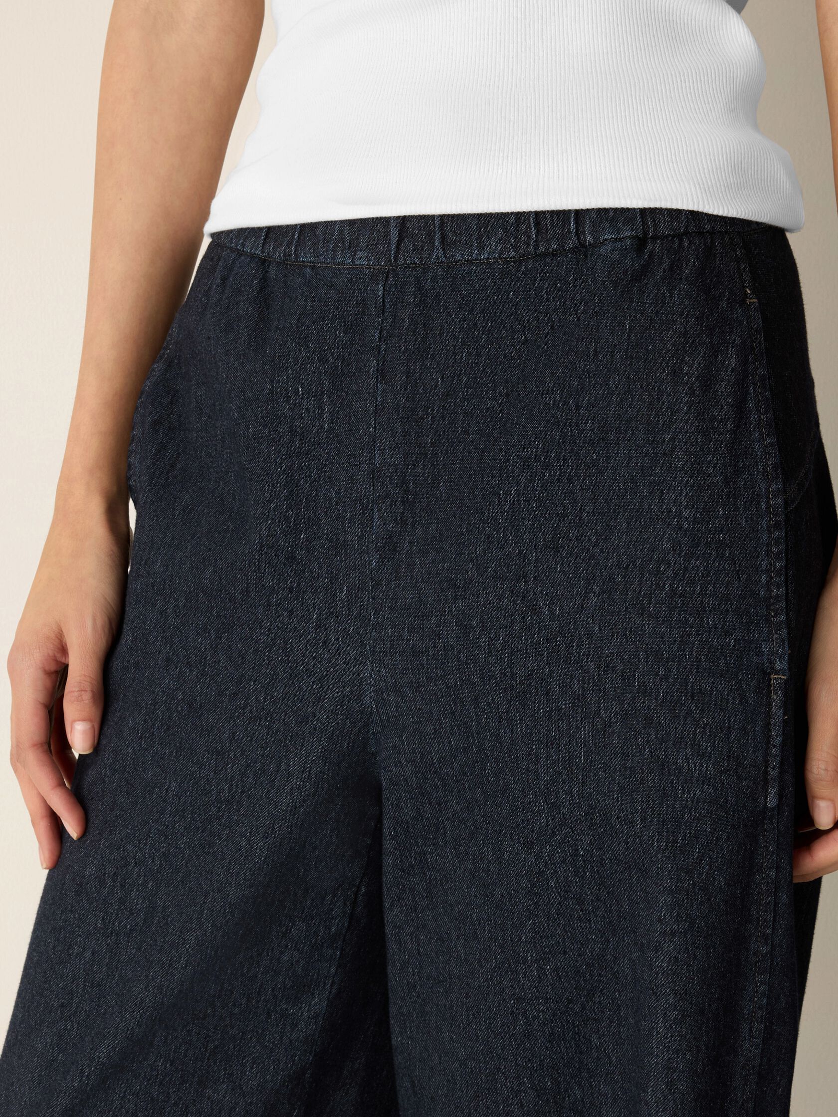 Cotton Indigo Knit Denim Lantern Pant