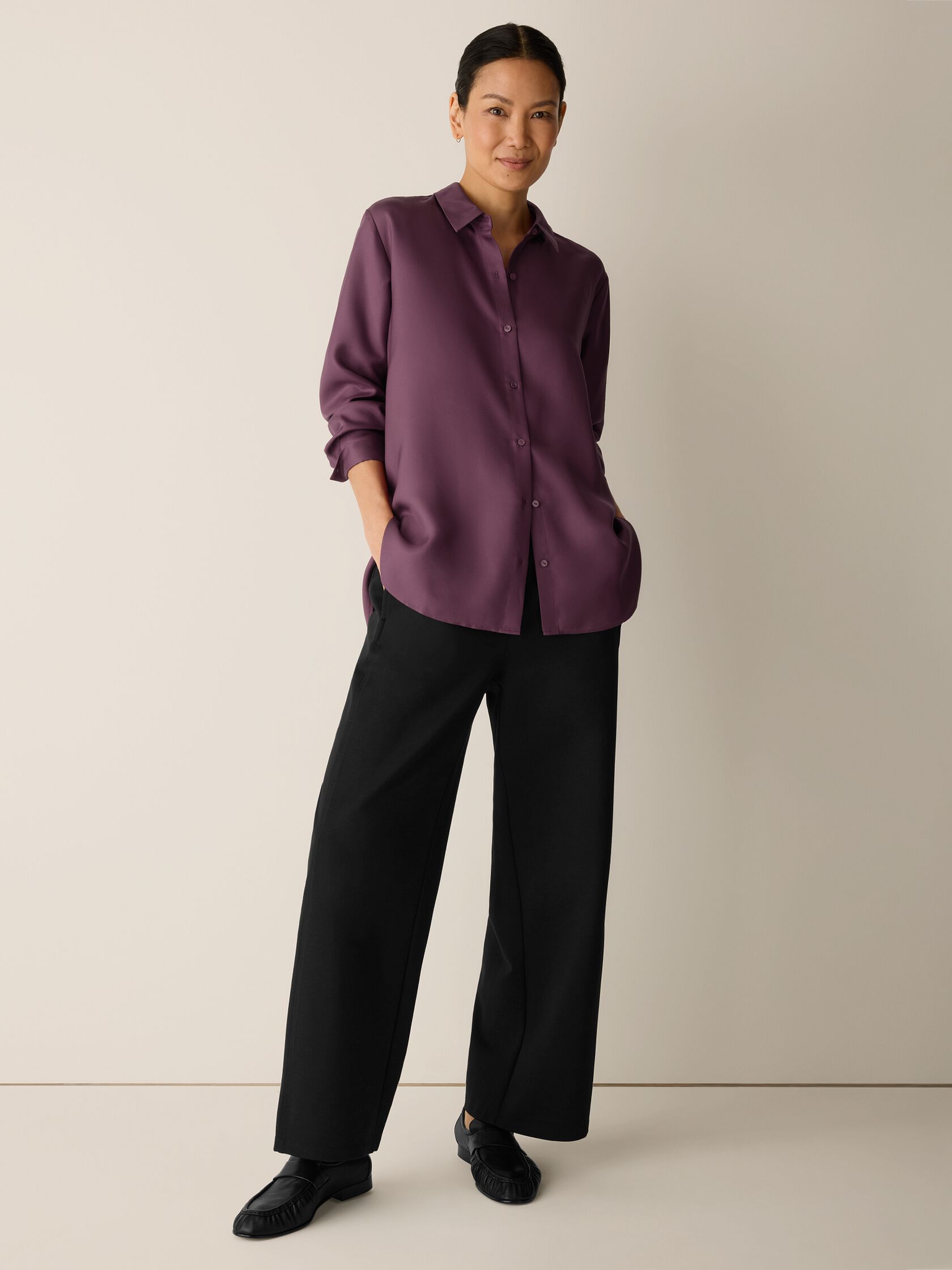 Silk Twill Classic Collar Shirt
