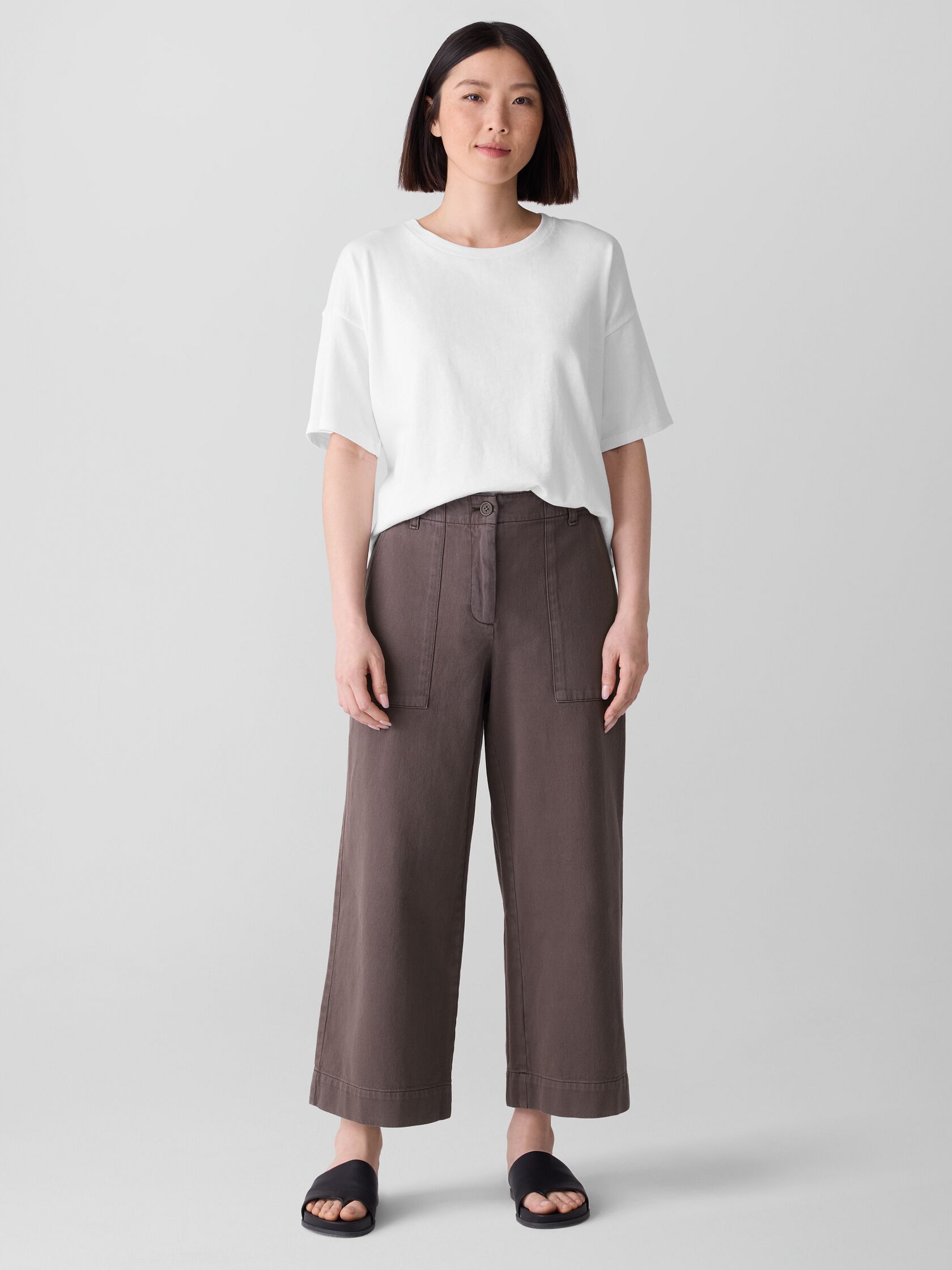 Garment-Dyed Utility Cotton Wide-Leg Pant