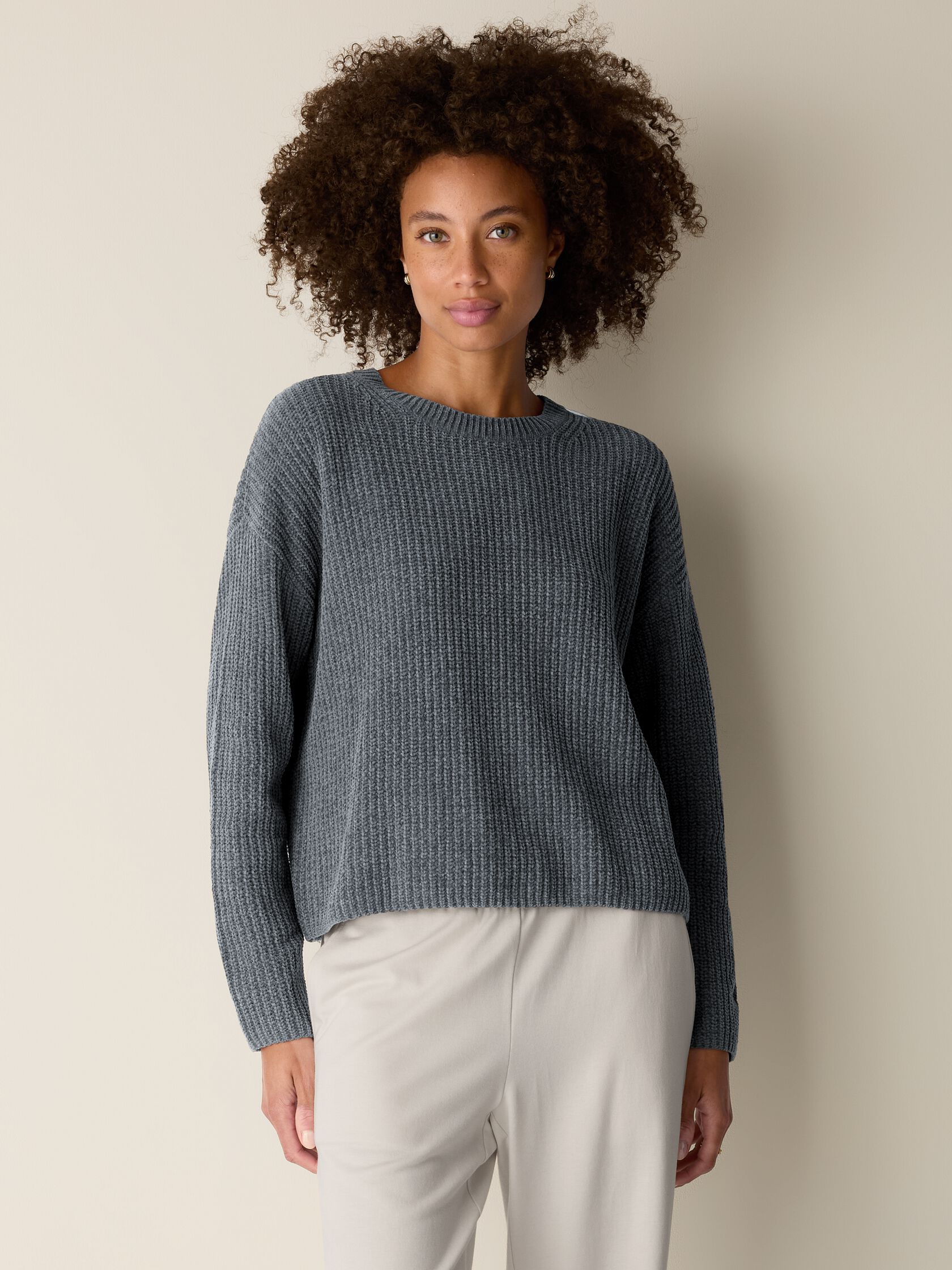 Organic Cotton Chenille Crew Neck Top