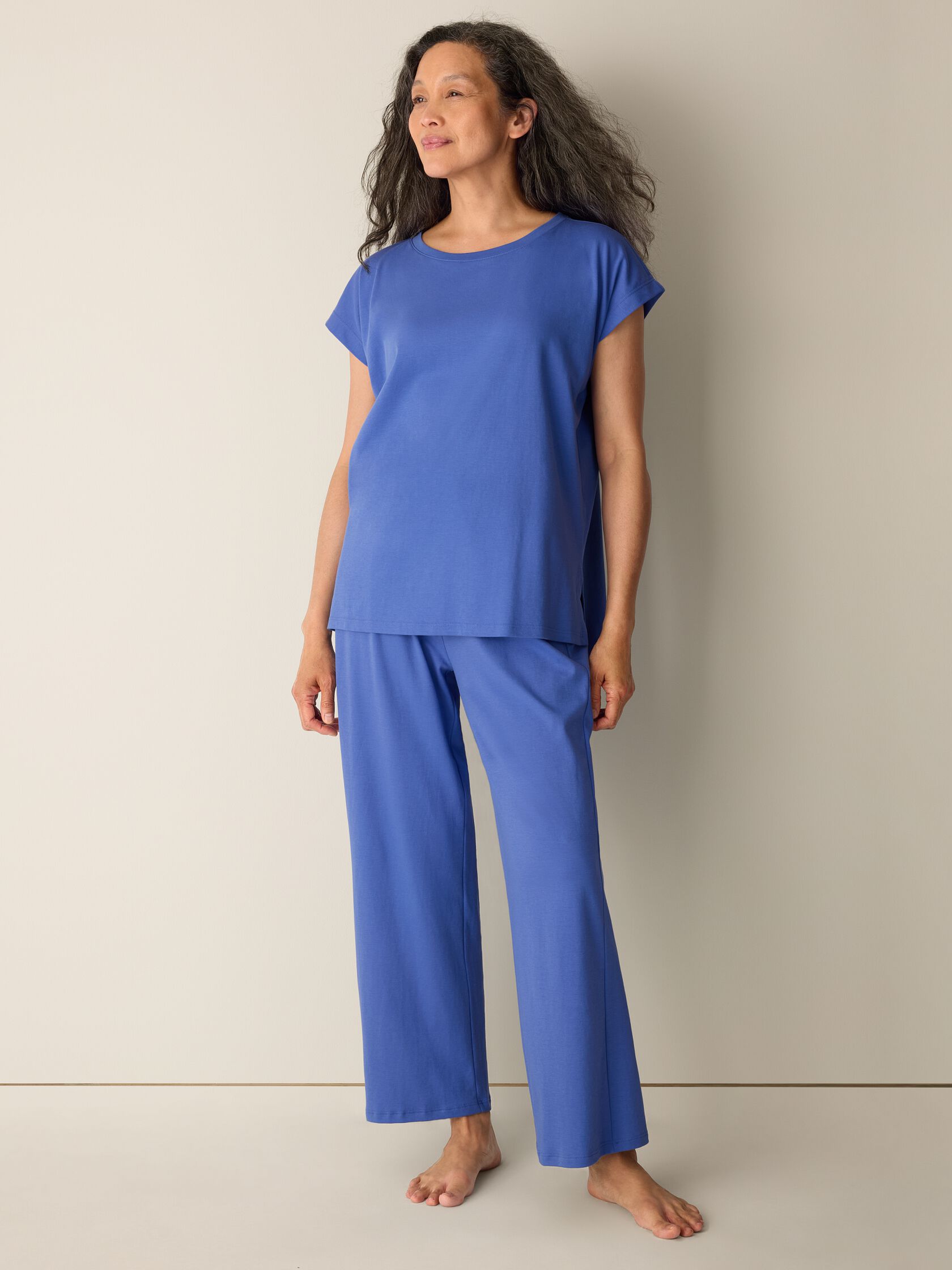 Organic Cotton Interlock Jewel Neck Sleep Tee