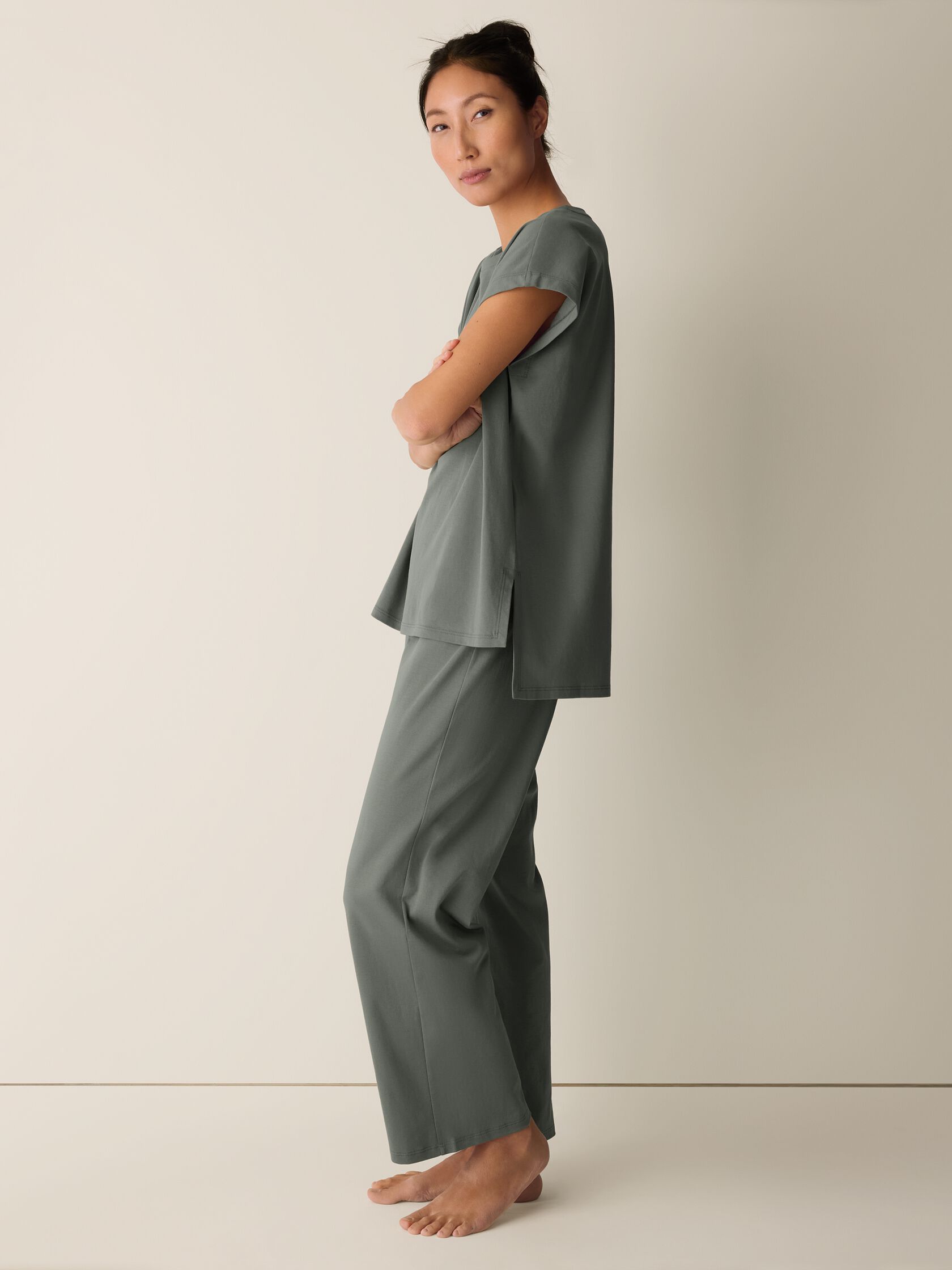 Organic Cotton Interlock Jewel Neck Sleep Tee