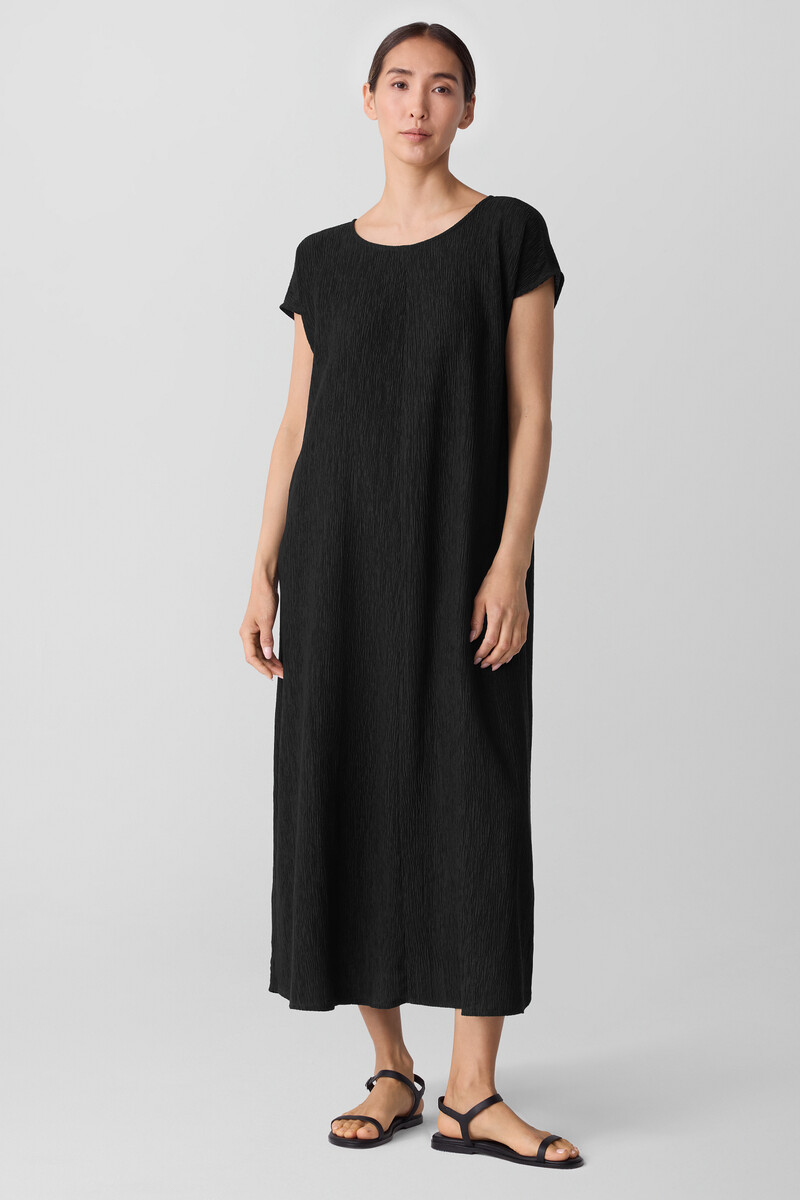 Woven Plissé Round Neck Dress Woven Plissé Round Neck Dress