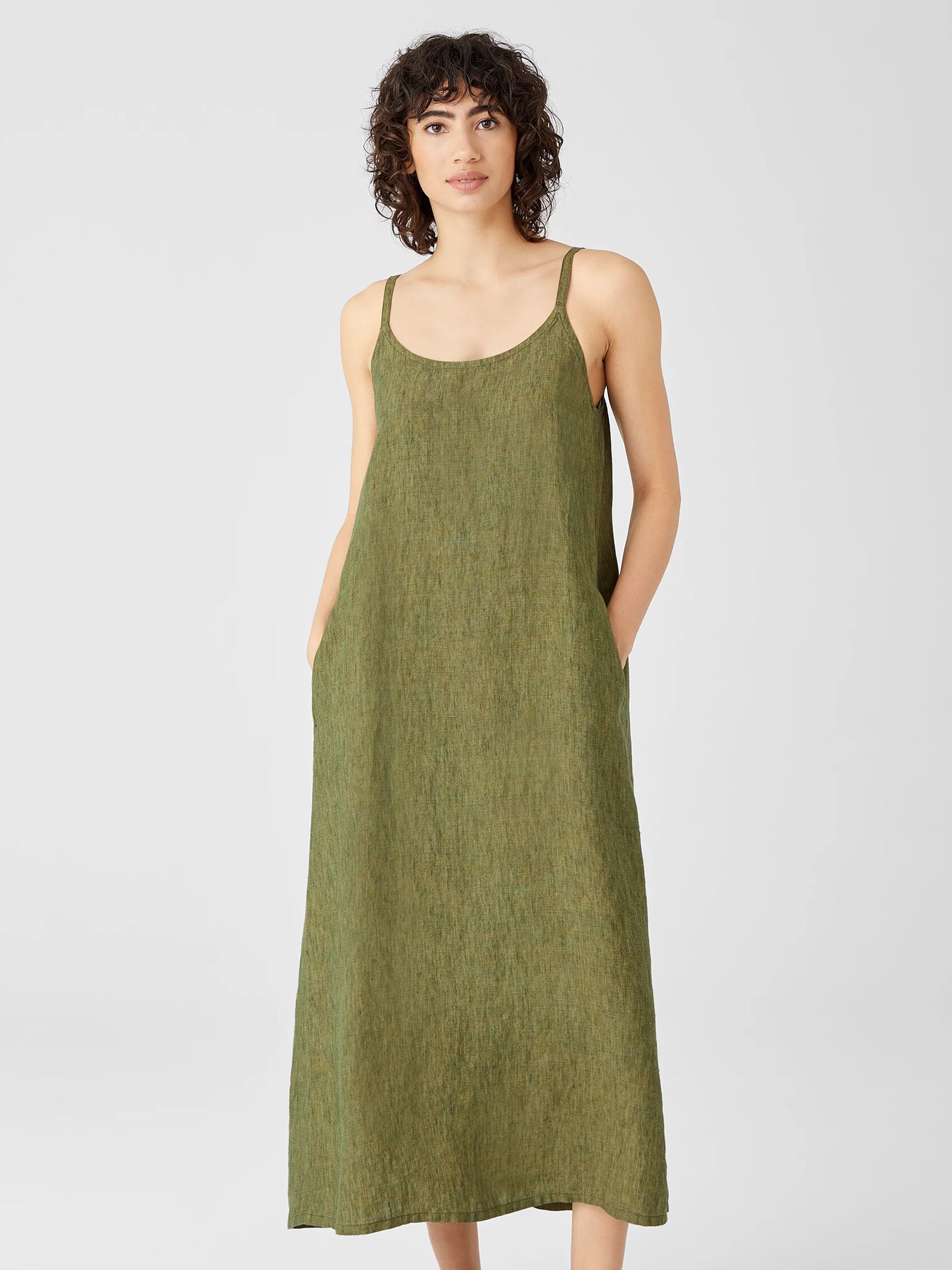 Washed Organic Linen Delave Cami Dress
