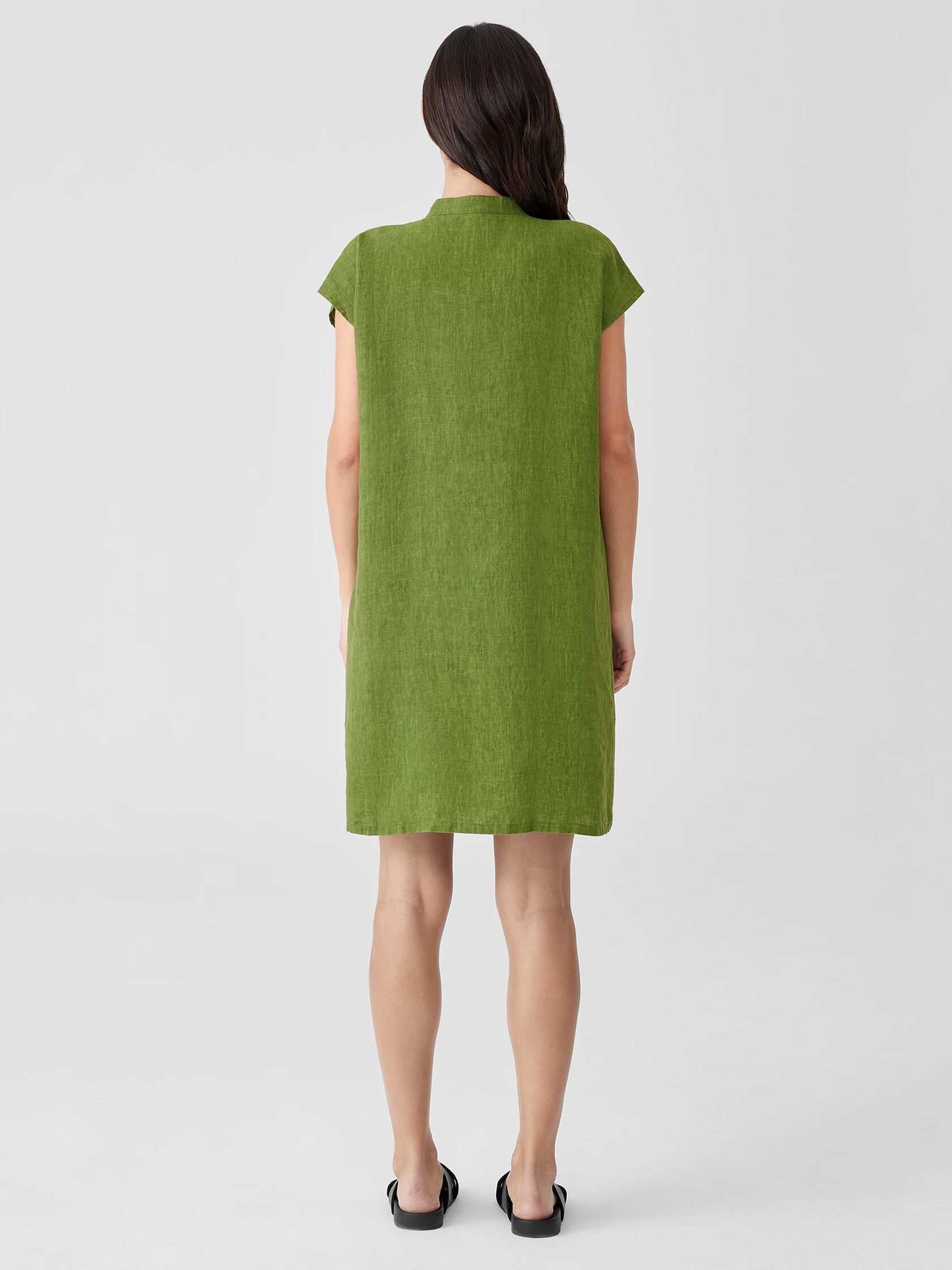 Washed Organic Linen Delave Shirtdress
