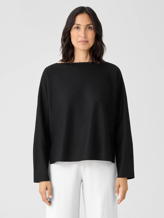 Boiled Wool Jersey Bateau Neck Top