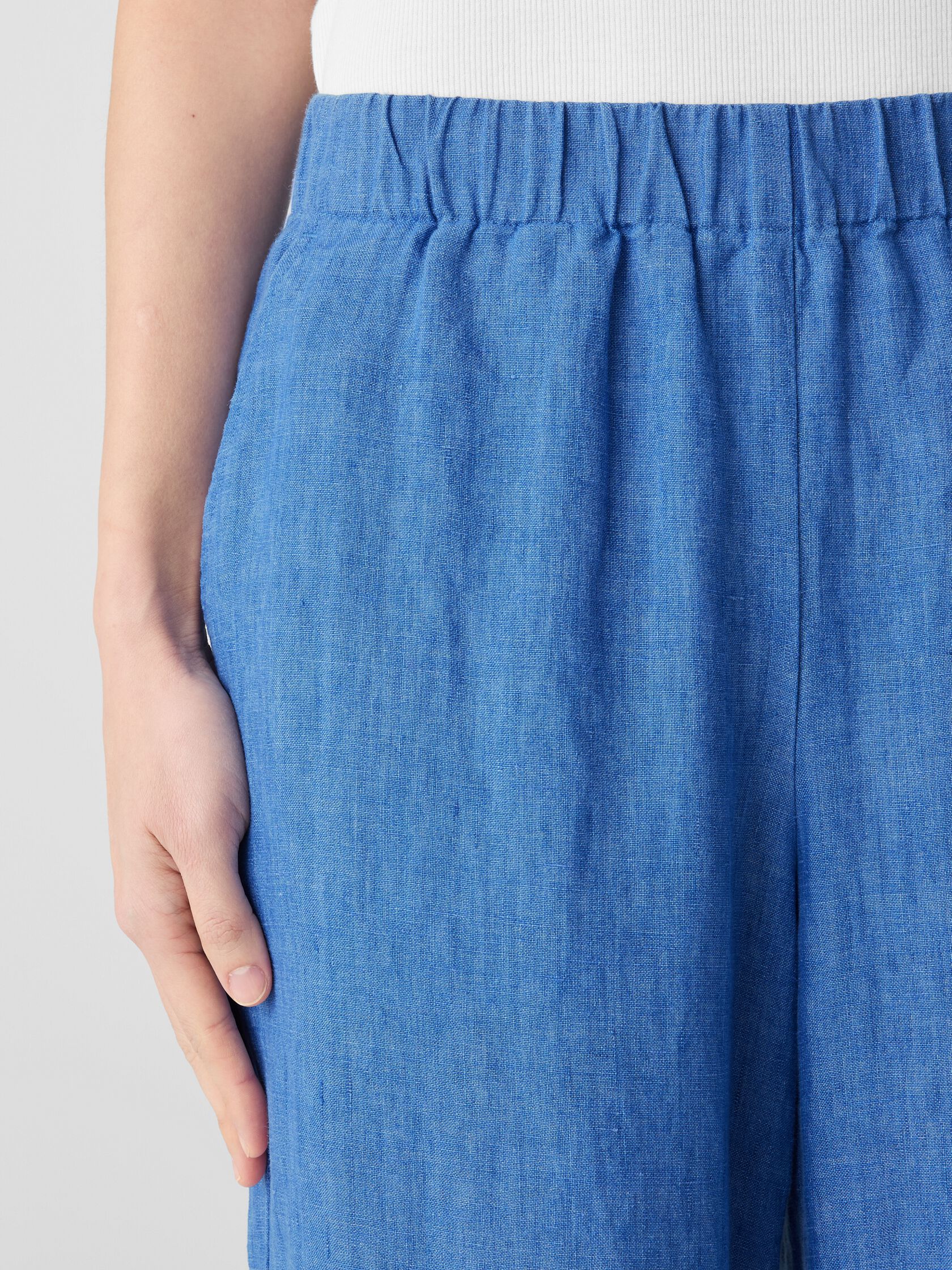 Washed Organic Linen D&eacute;lav&eacute; Wide-Leg Pant