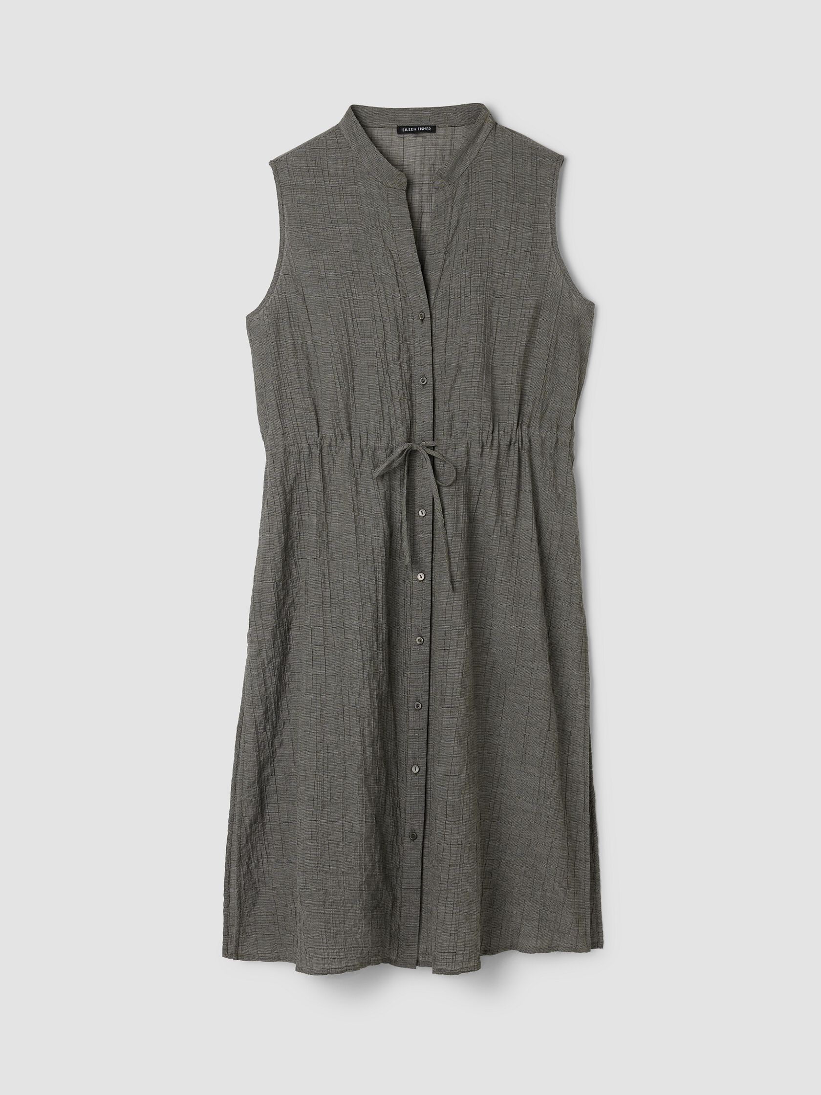 Organic Cotton Microstripe Pucker Band Collar Shirt