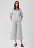 Crinkled Organic Linen Stripe Wide-Leg Pant