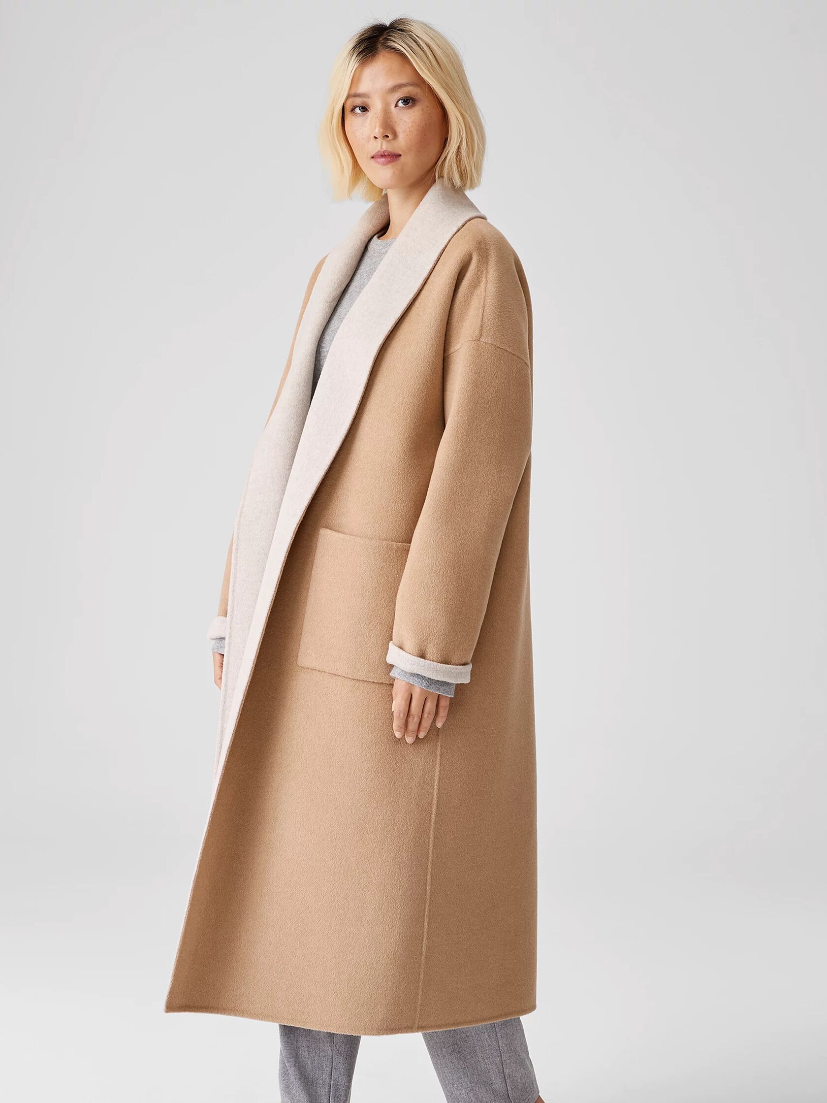 Doubleface Wool Cashmere Shawl Collar Coat