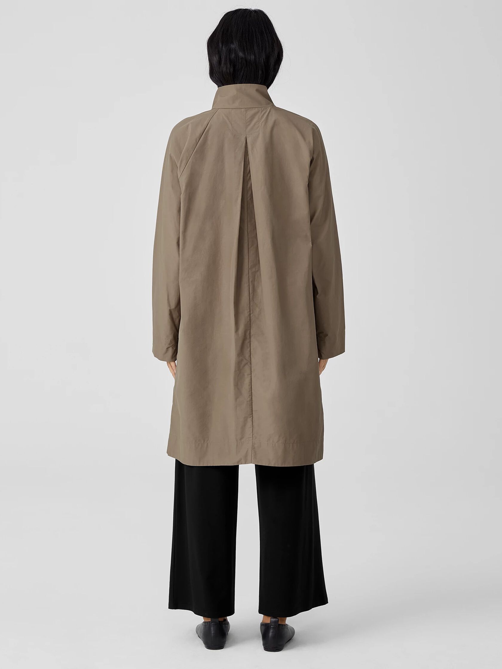 Light Organic Cotton Nylon Stand Collar Coat